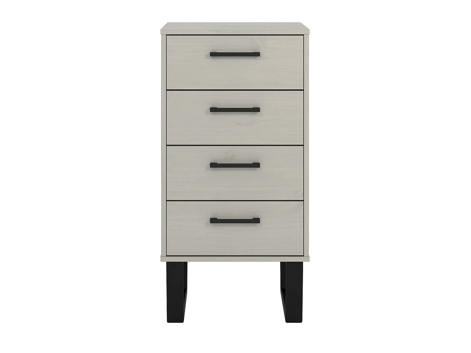 Texas Grey 4-Drawer Narrow Industrial Chest of Drawers
