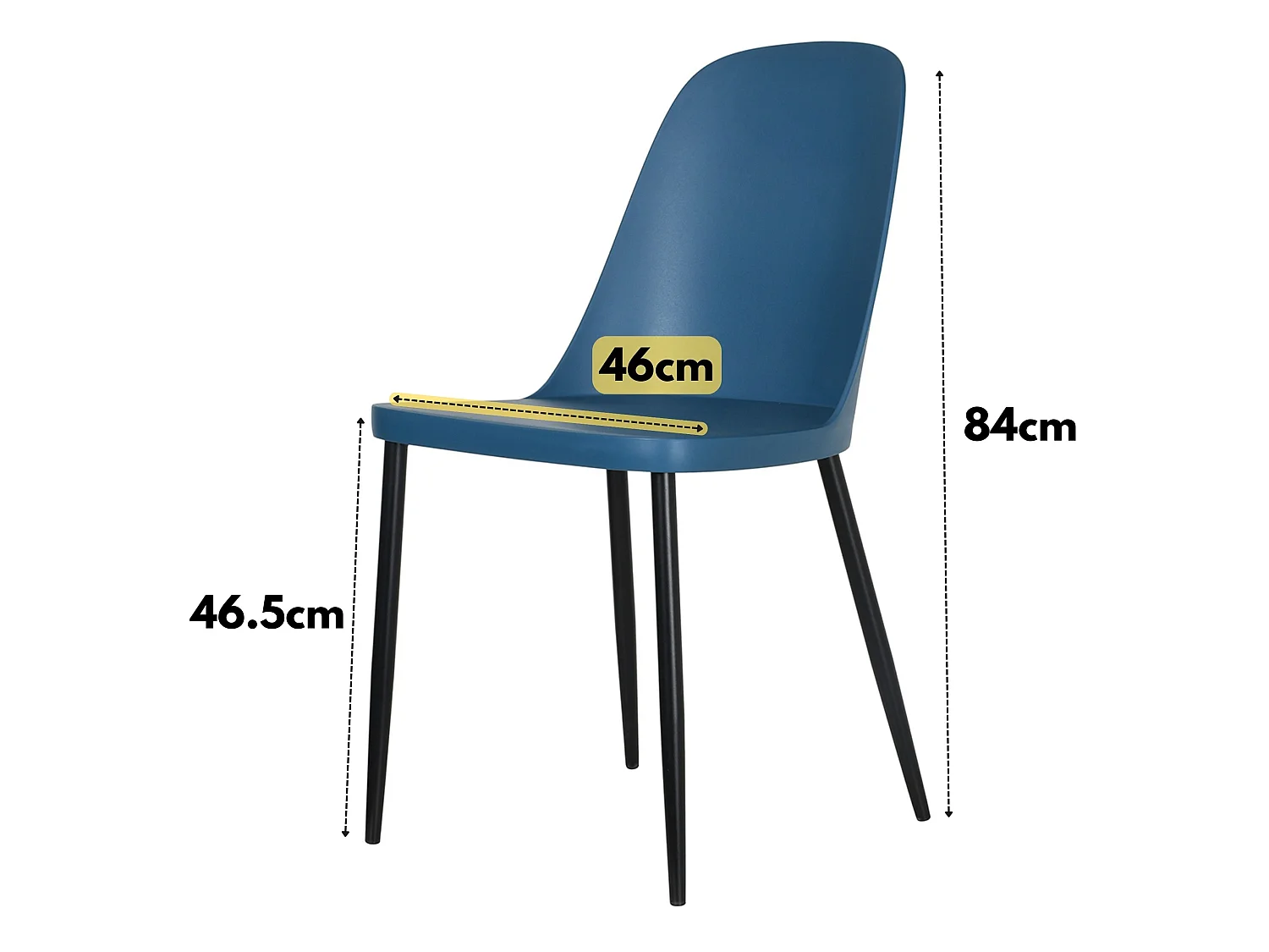 Pair of Aspen Duo Dining Chairs, Black Metal Tapered Frame