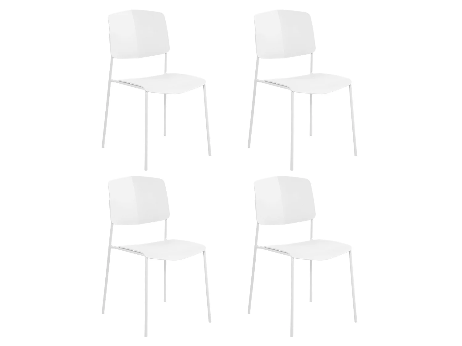 Set of 4 Academy Kitchen Dining Chairs, Metal Frame & Plastic Seating