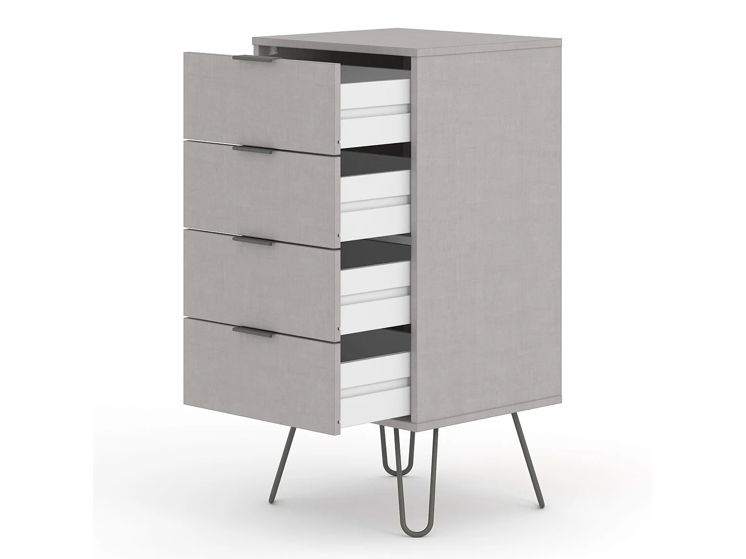 Augusta 4-Drawer Narrow Chest of Drawers, Industrial Design