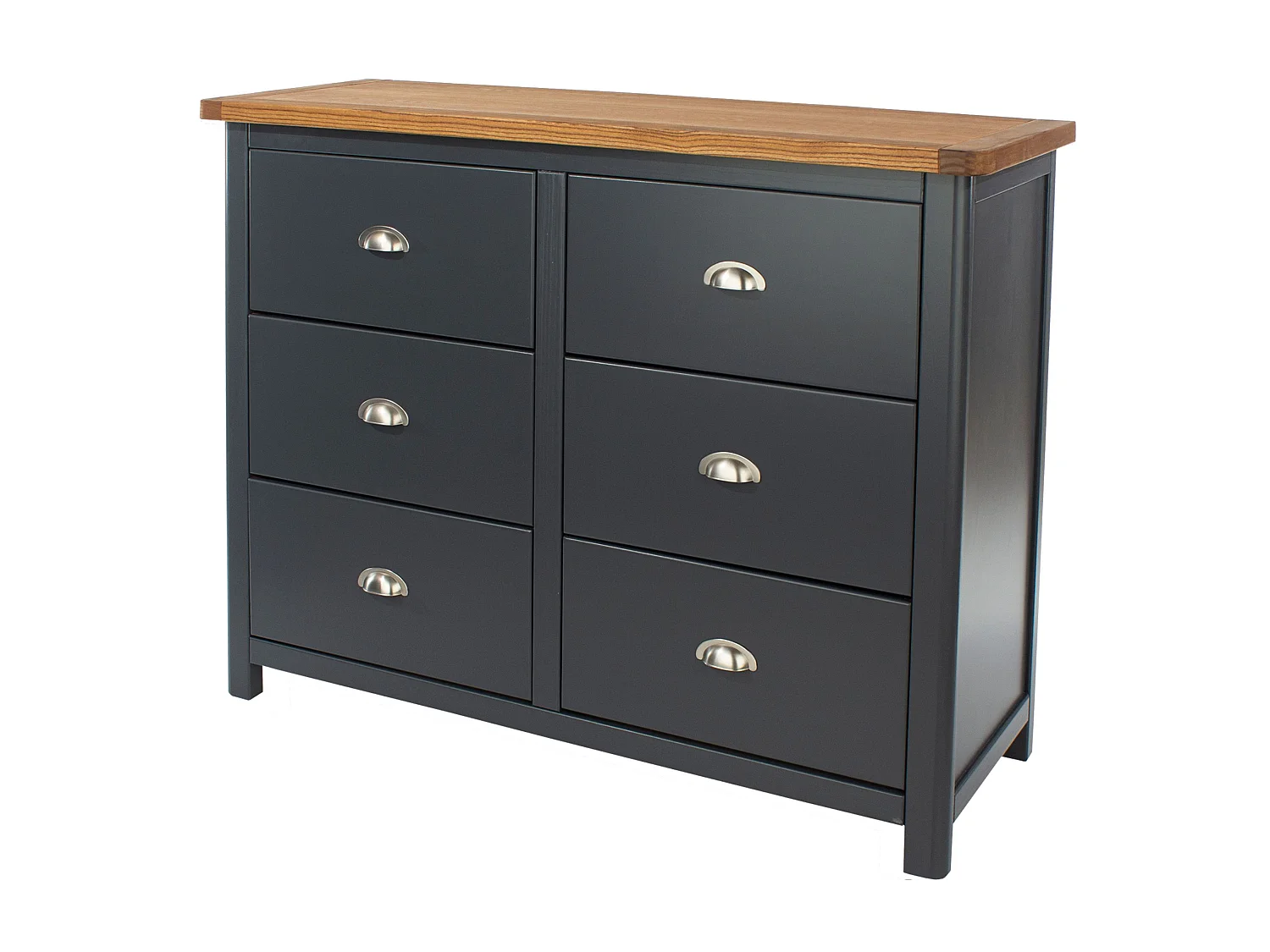 Dunkeld 3 + 3 Drawer Wide Chest of Drawers, Midnight Blue
