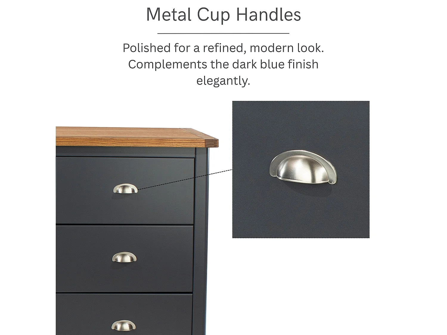 Dunkeld 3 + 3 Drawer Wide Chest of Drawers, Midnight Blue