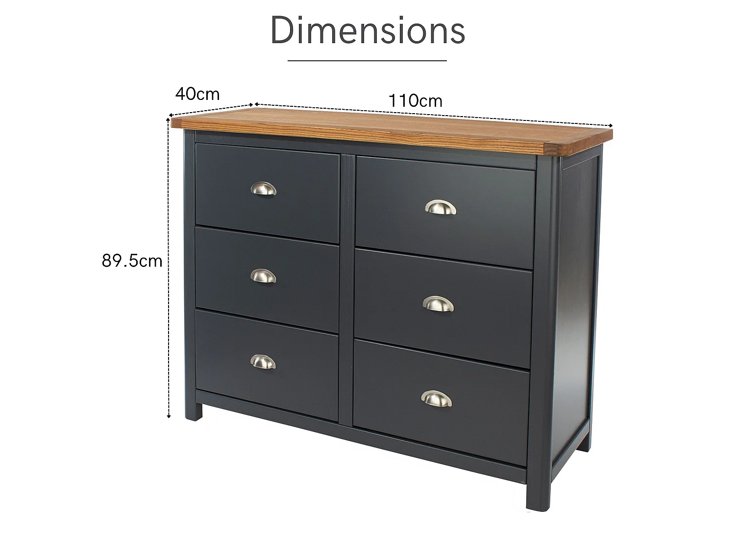 Dunkeld 3 + 3 Drawer Wide Chest of Drawers, Midnight Blue