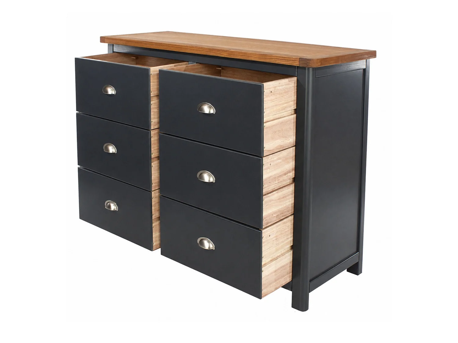 Dunkeld 3 + 3 Drawer Wide Chest of Drawers, Midnight Blue