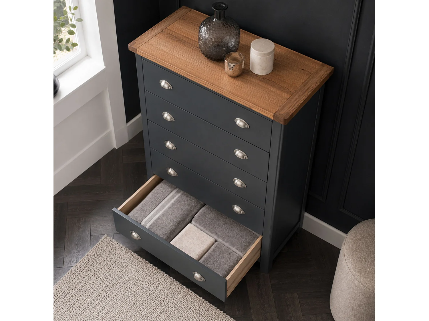 Dunkeld 5-Drawer Chest of Drawers, Midnight Blue