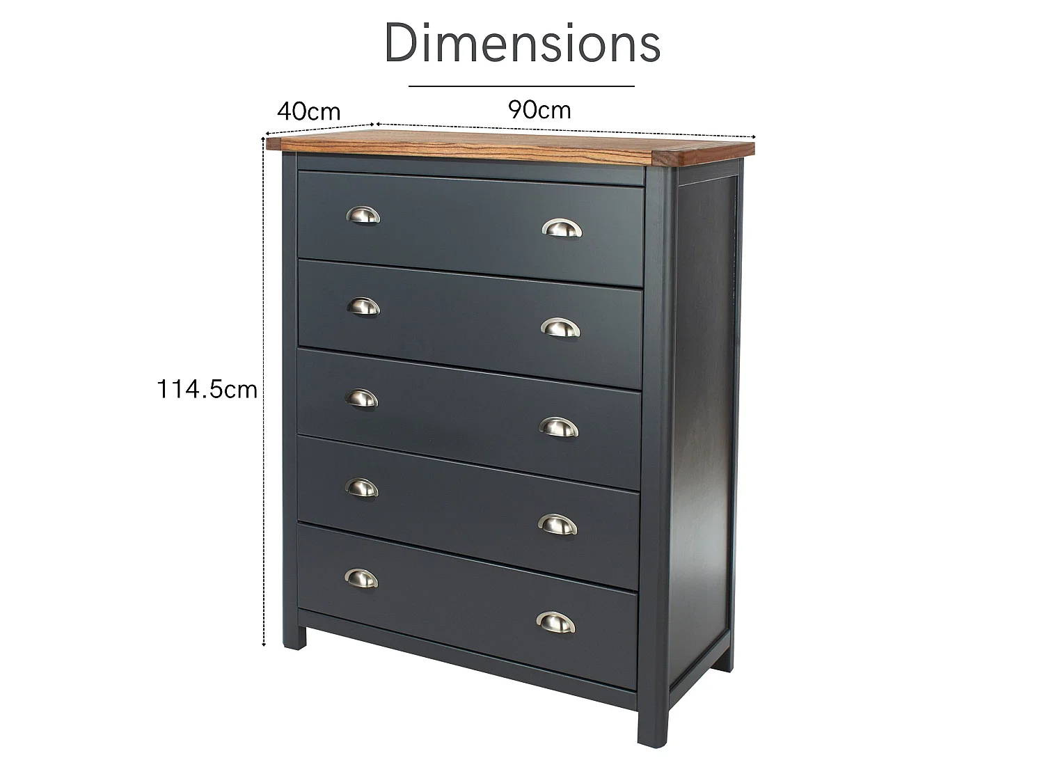 Dunkeld 5-Drawer Chest of Drawers, Midnight Blue