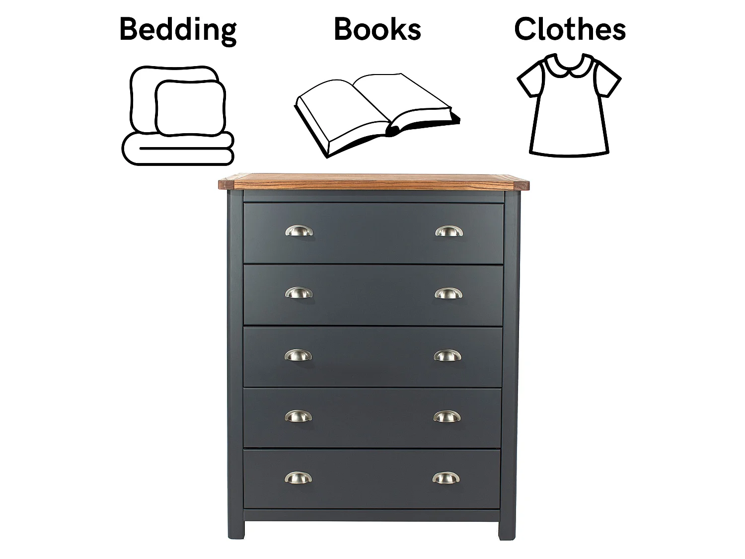 Dunkeld 5-Drawer Chest of Drawers, Midnight Blue