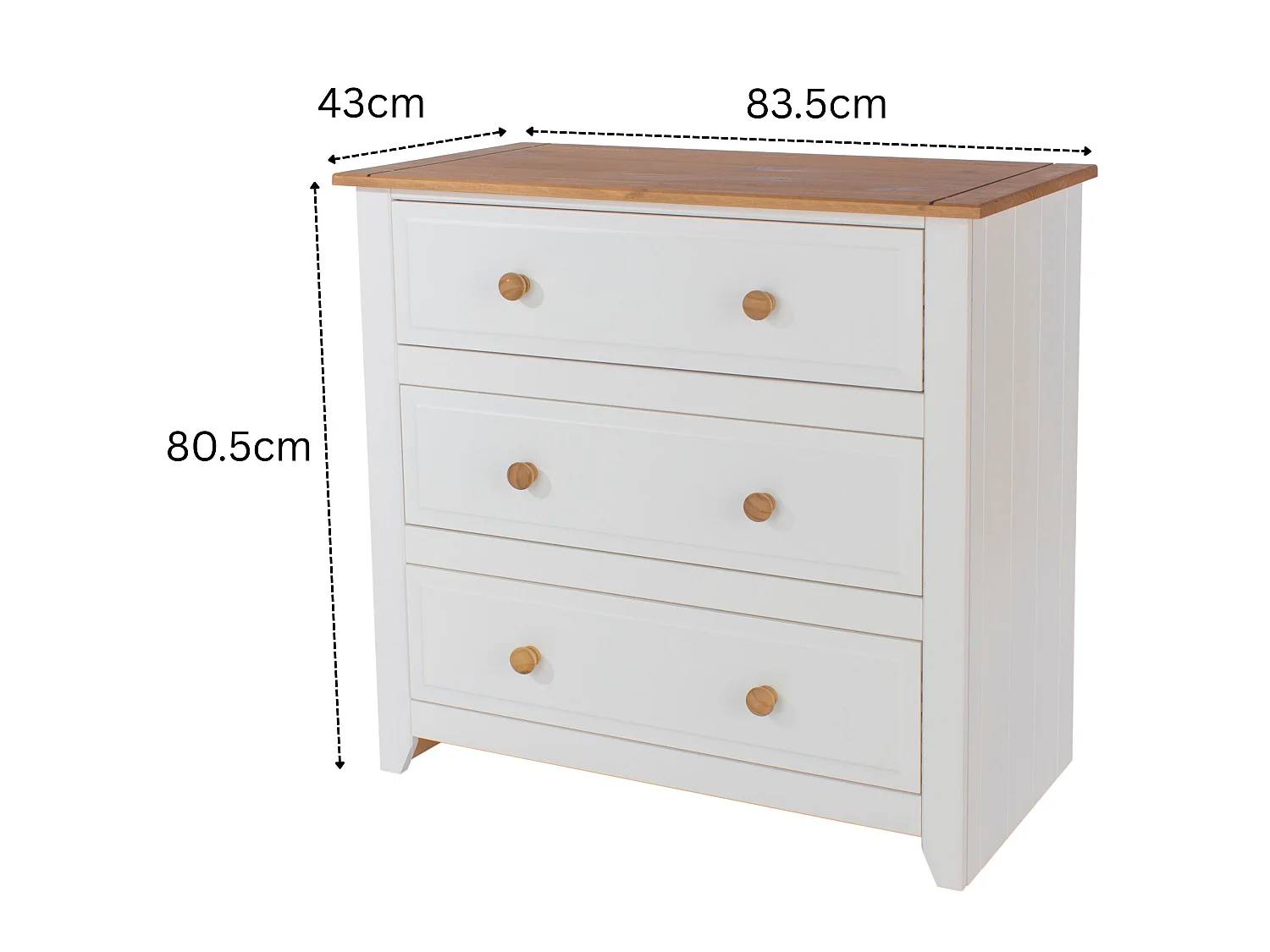 Capri 3-Drawer Chest of Drawers, Coastal White Paint