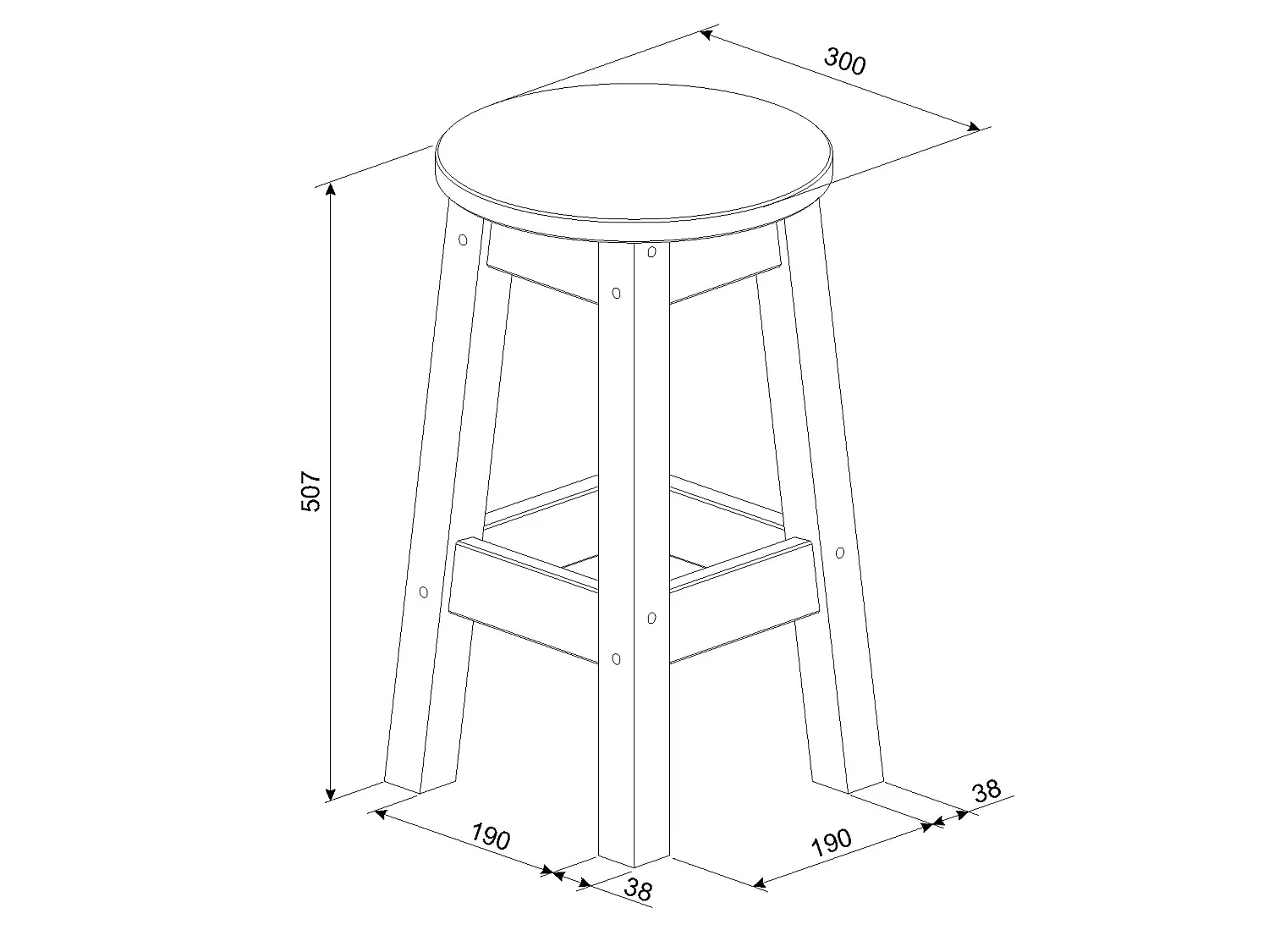 Pair of Corona Low White Breakfast Stools, Solid Waxed Wood