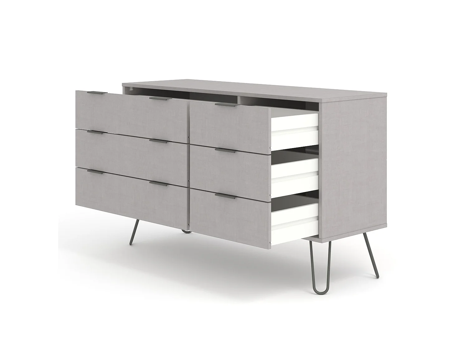 Augusta 3 + 3 Drawer Wide Chest of Drawers, Industrial Design