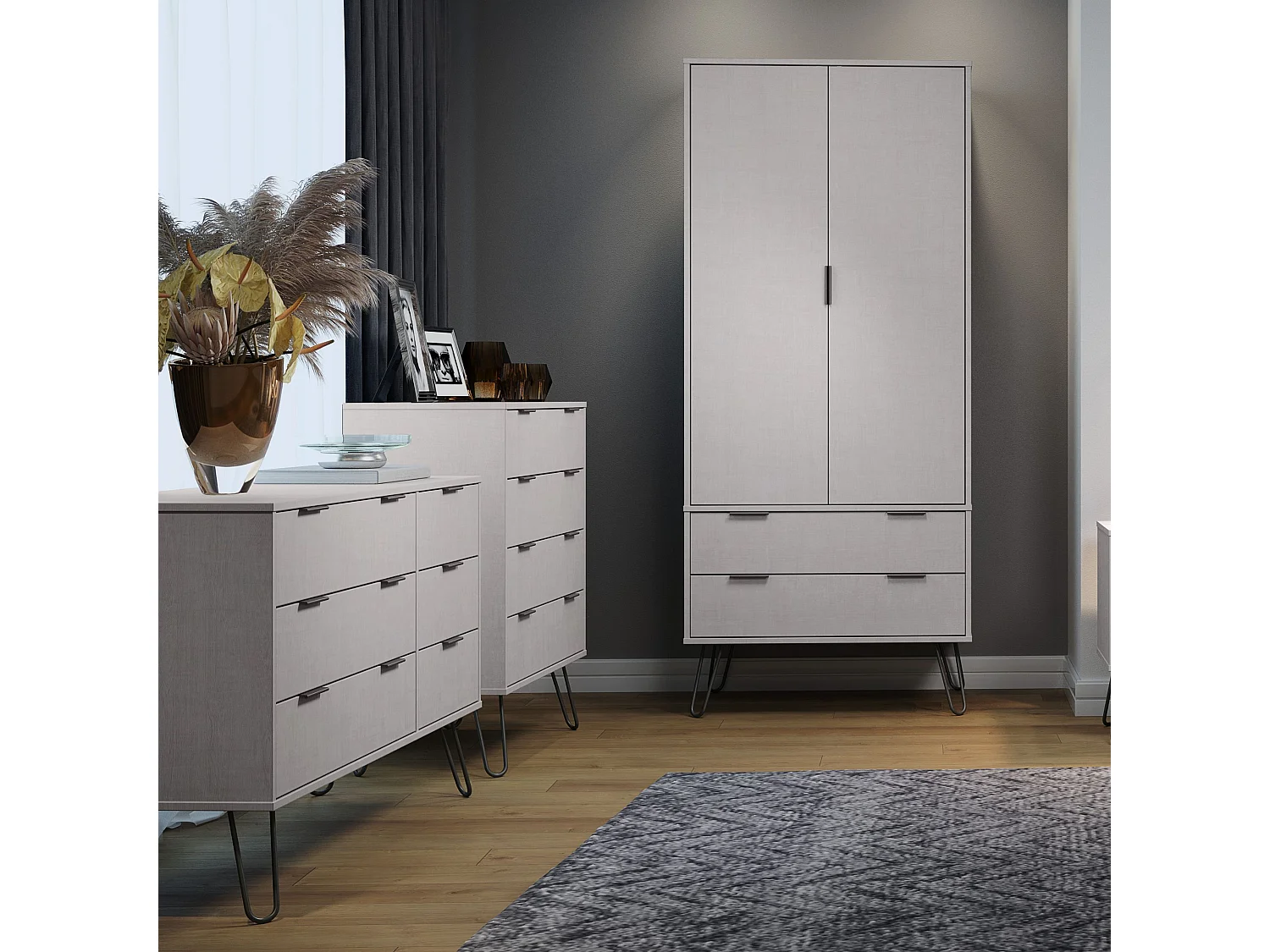 Augusta 3 + 3 Drawer Wide Chest of Drawers, Industrial Design