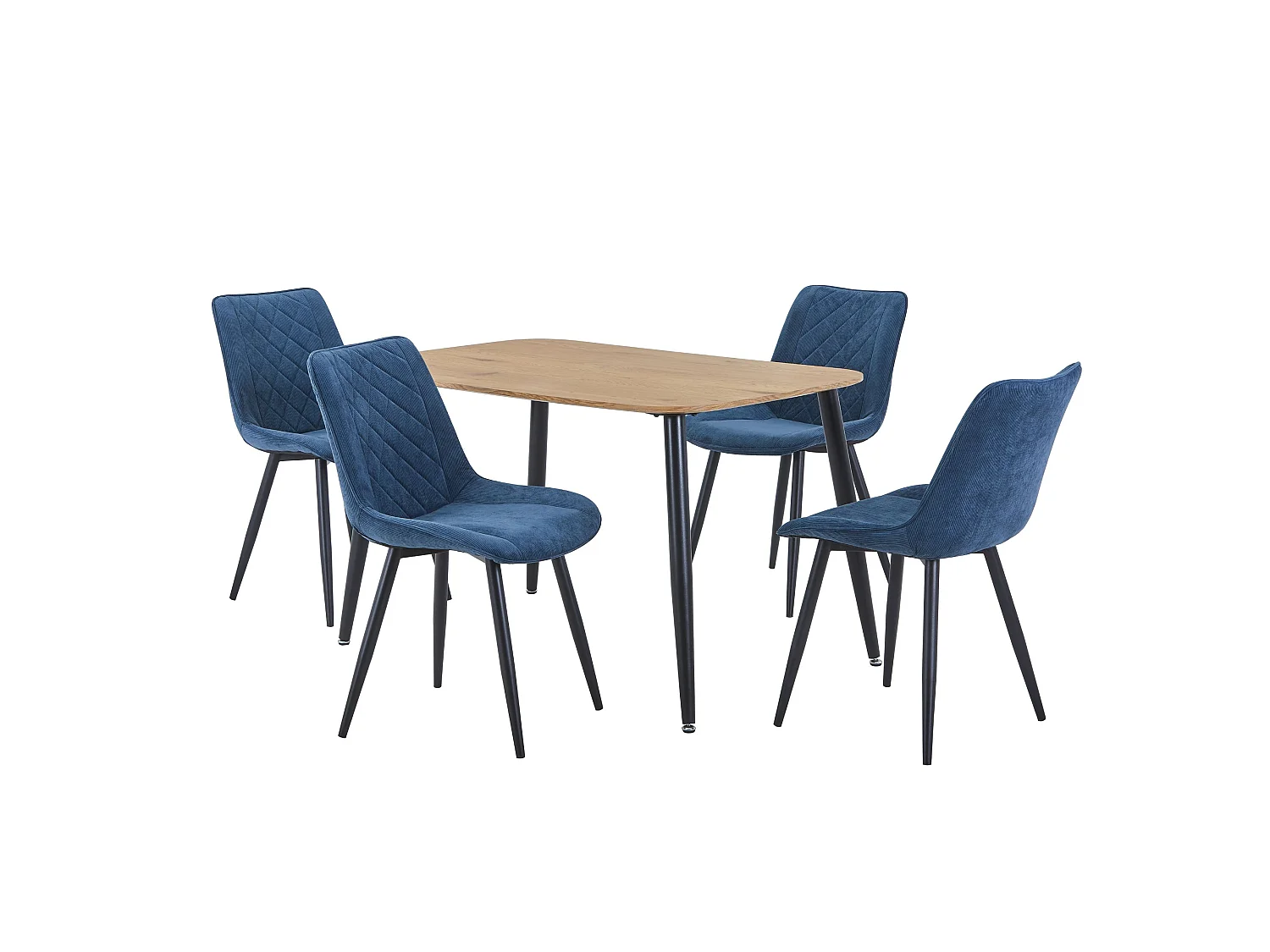 Aspen Rectangular Dining Table, Wooden Top & Black Tapered Metal Frame
