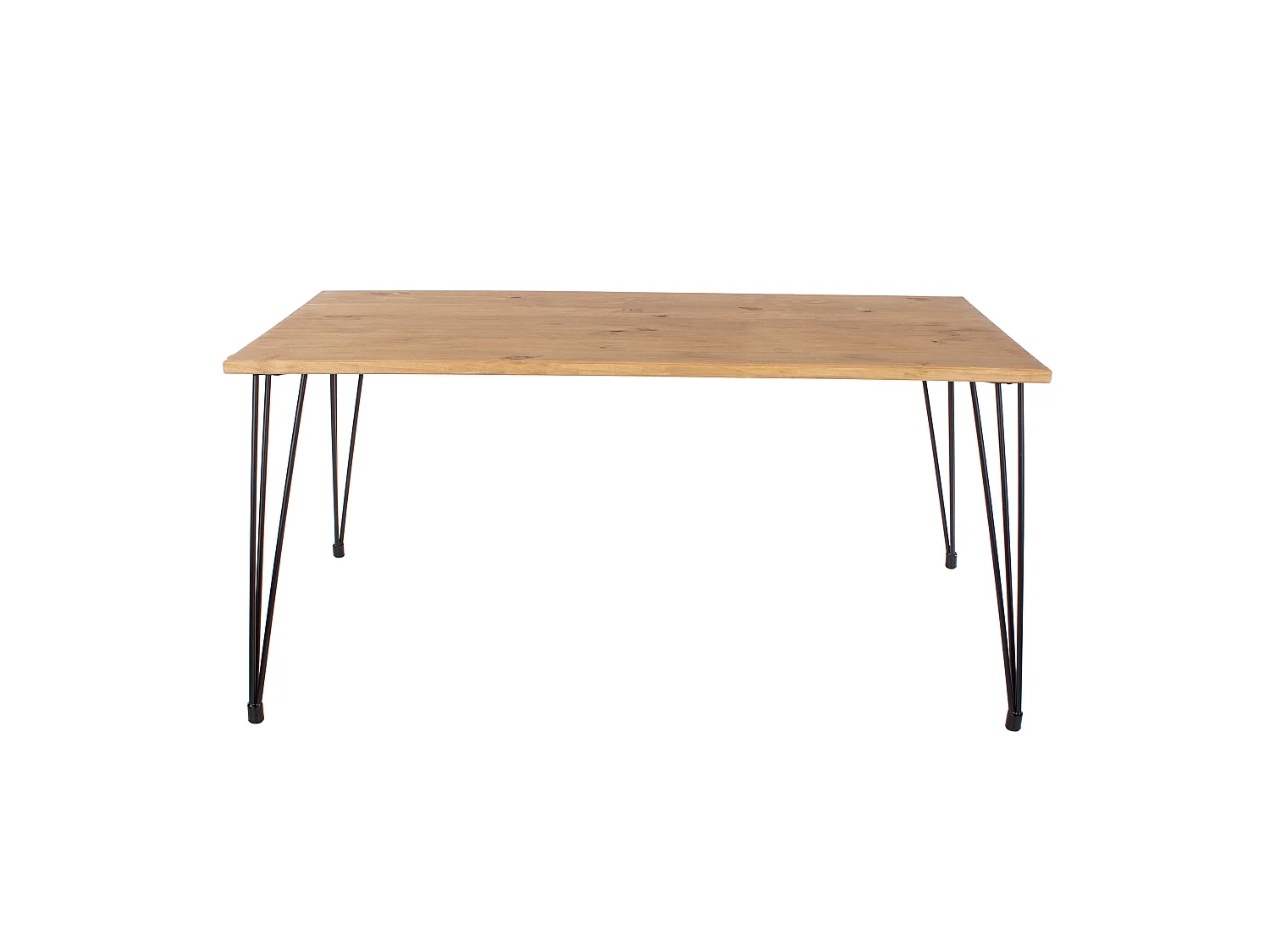 Augusta Rectangular Dining Table, Solid Wood Top & Hairpin Metal Legs