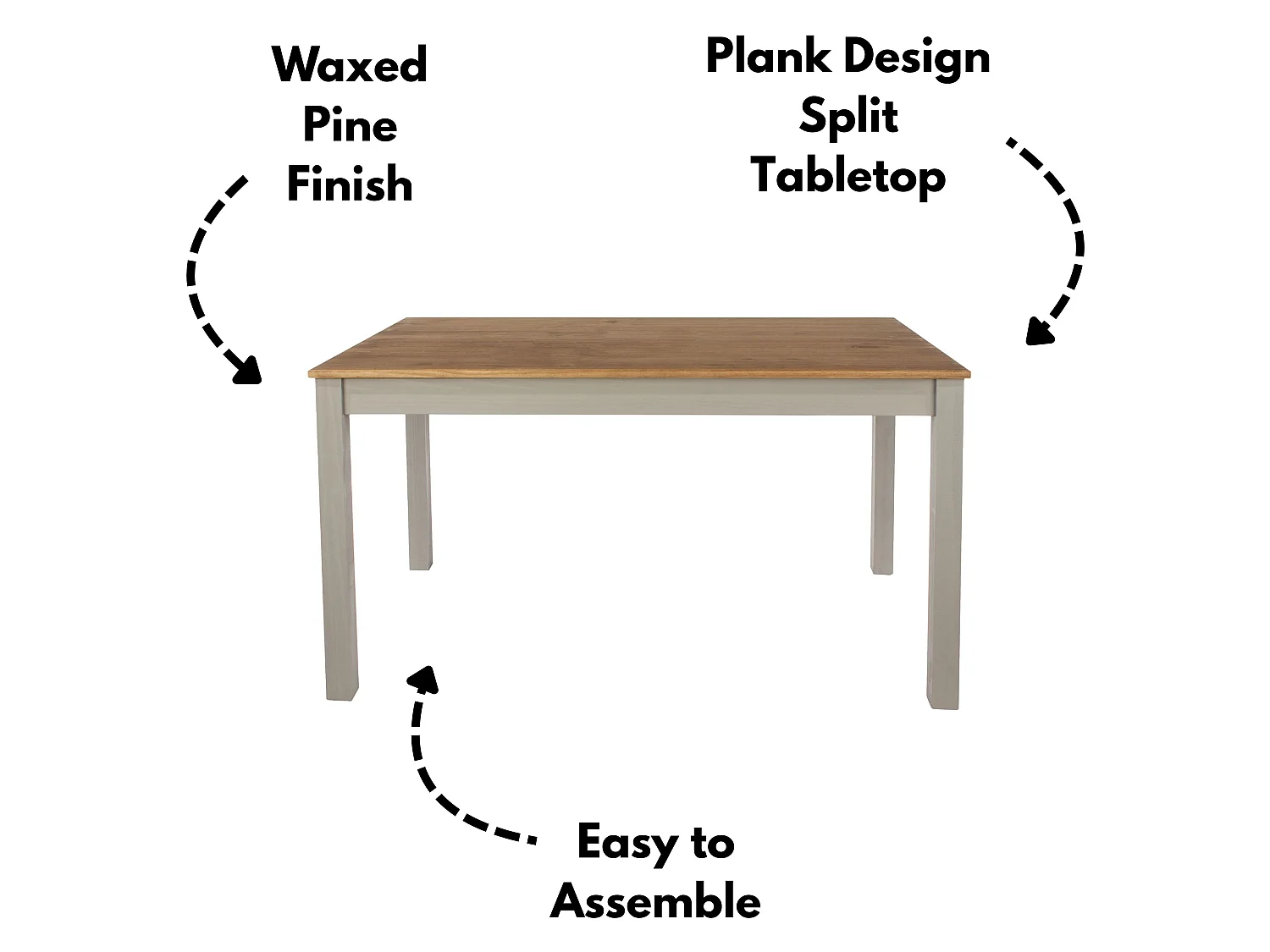 Linea Scandinavian Solid Wood Dining Table, Wax Finish
