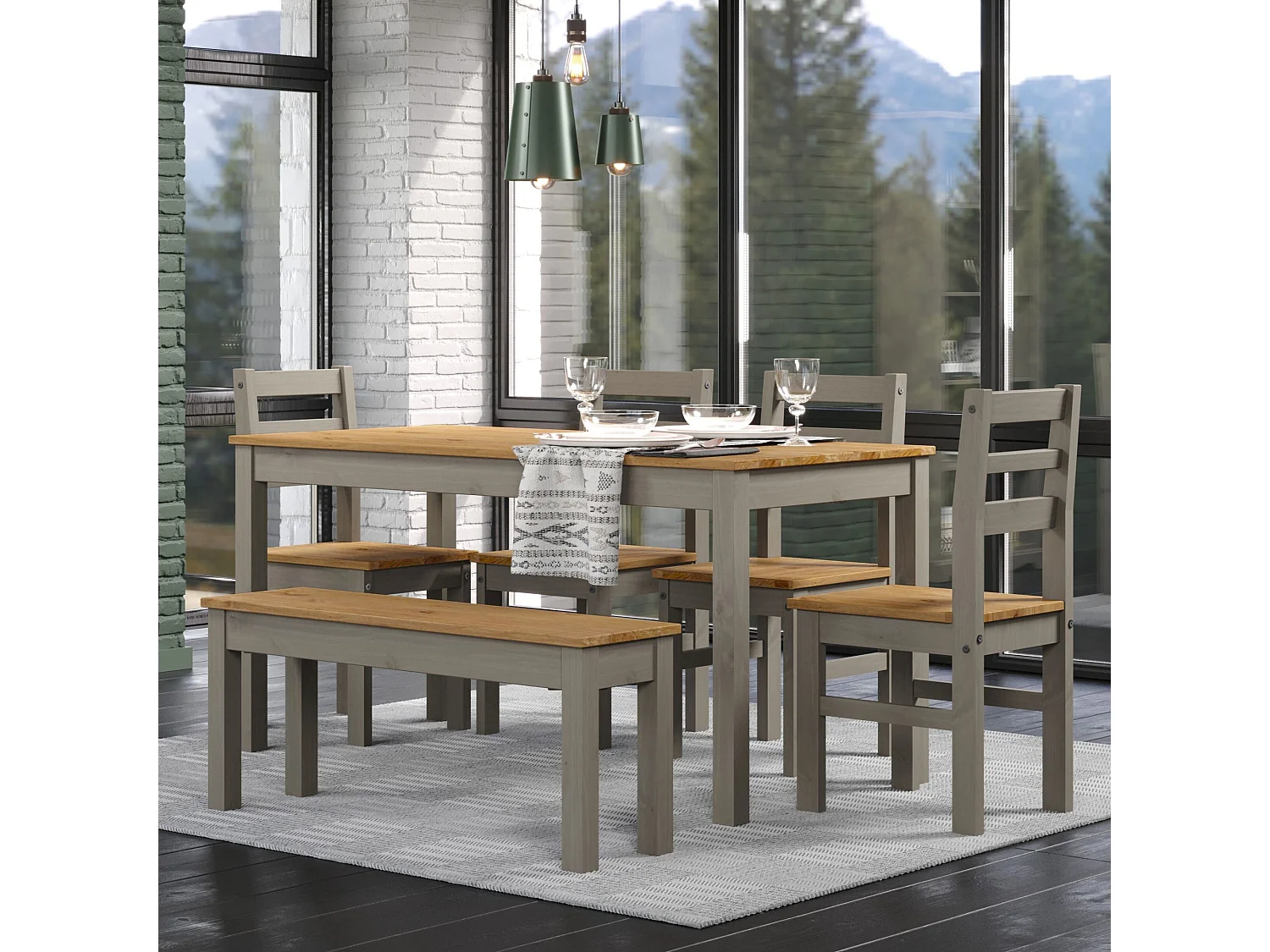 Linea Scandinavian Solid Wood Dining Table, Wax Finish