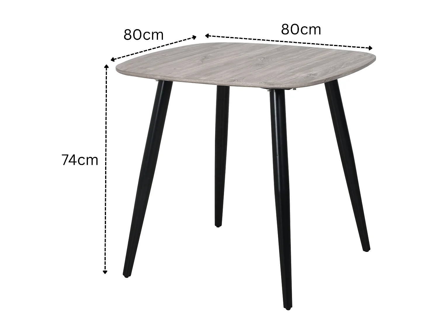 Aspen Square Dining Table, Wooden Top & Black Tapered Metal Frame