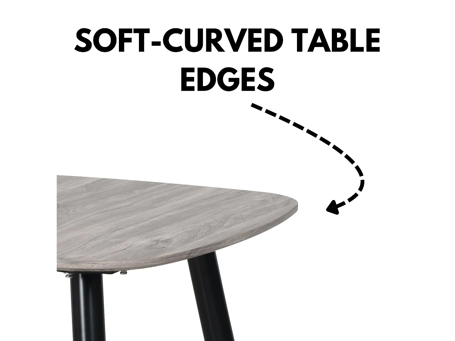 Aspen Square Dining Table, Wooden Top & Black Tapered Metal Frame
