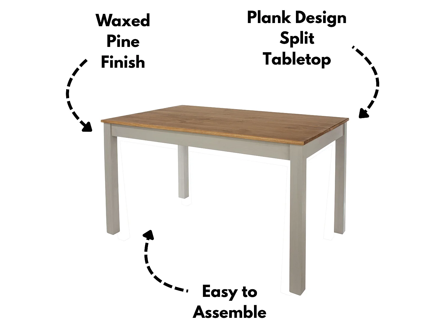 Linea Scandinavian Solid Wood Dining Table, Wax Finish