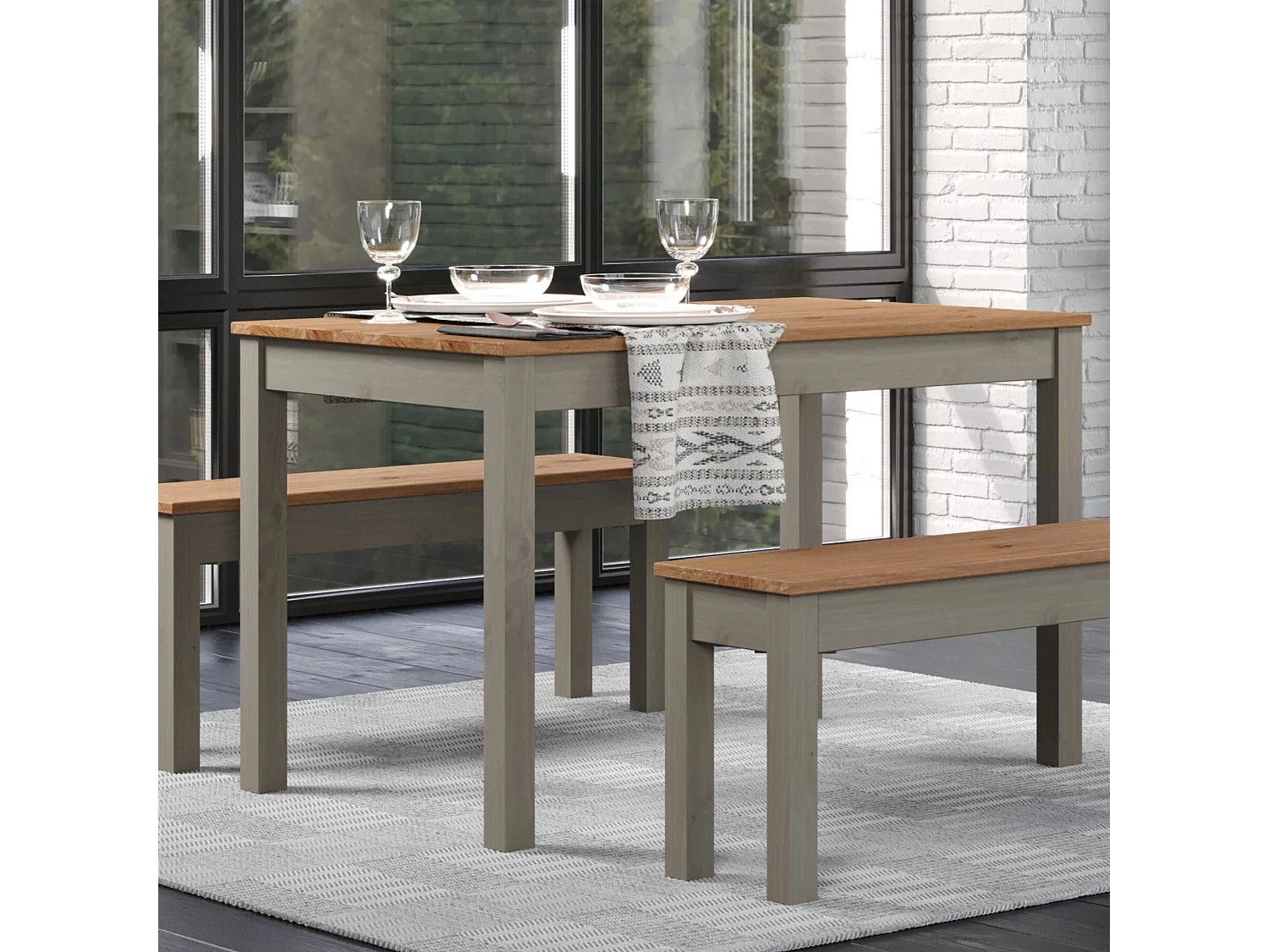 Linea Scandinavian Solid Wood Dining Table, Wax Finish