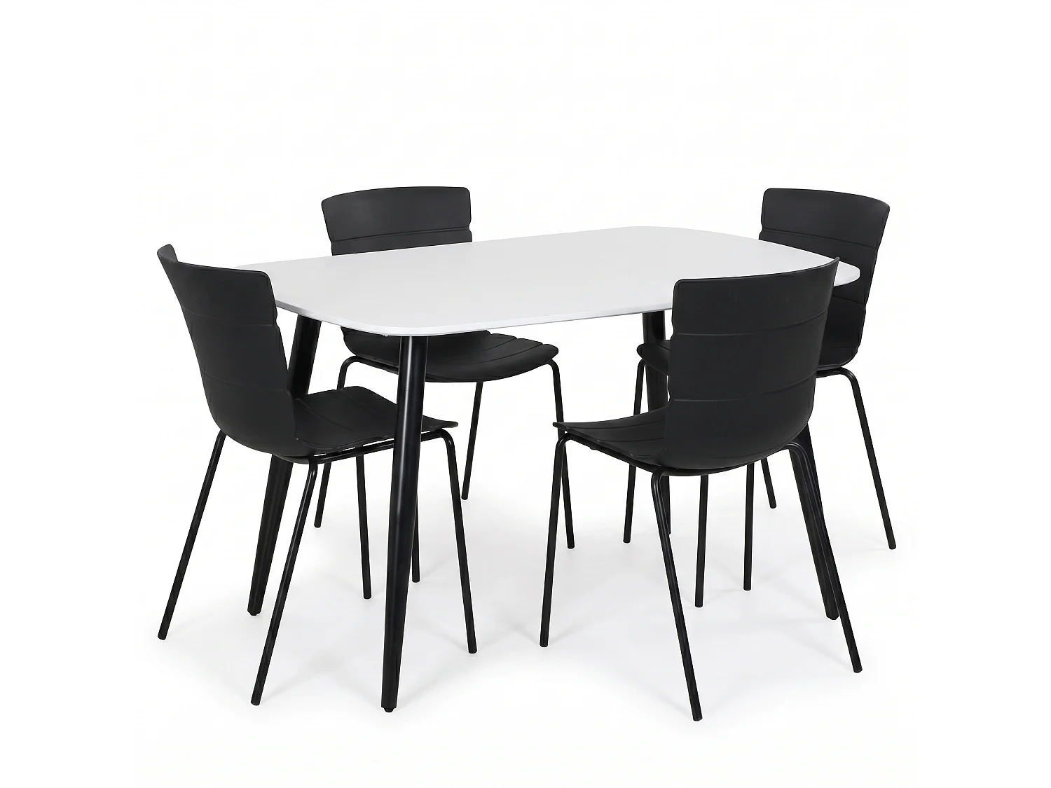 Aspen Rectangular Dining Table, Wooden Top & Black Tapered Metal Frame