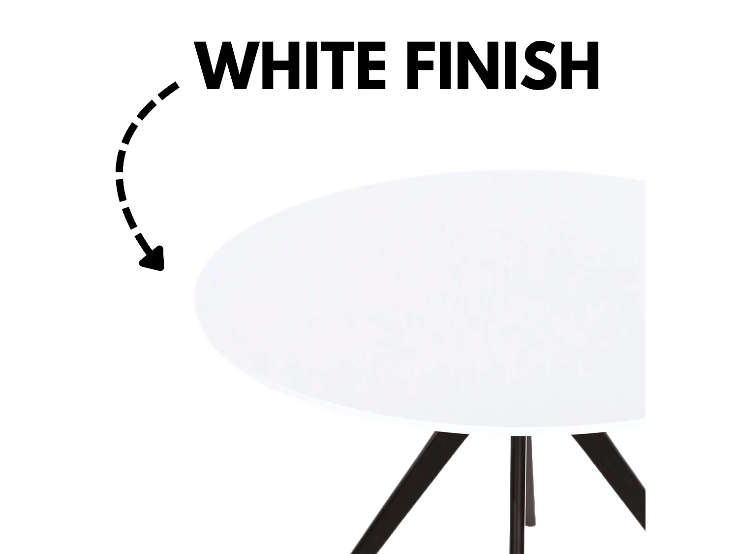 Aspen Round Dining Table, Wooden Top & Black Tapered Metal Frame