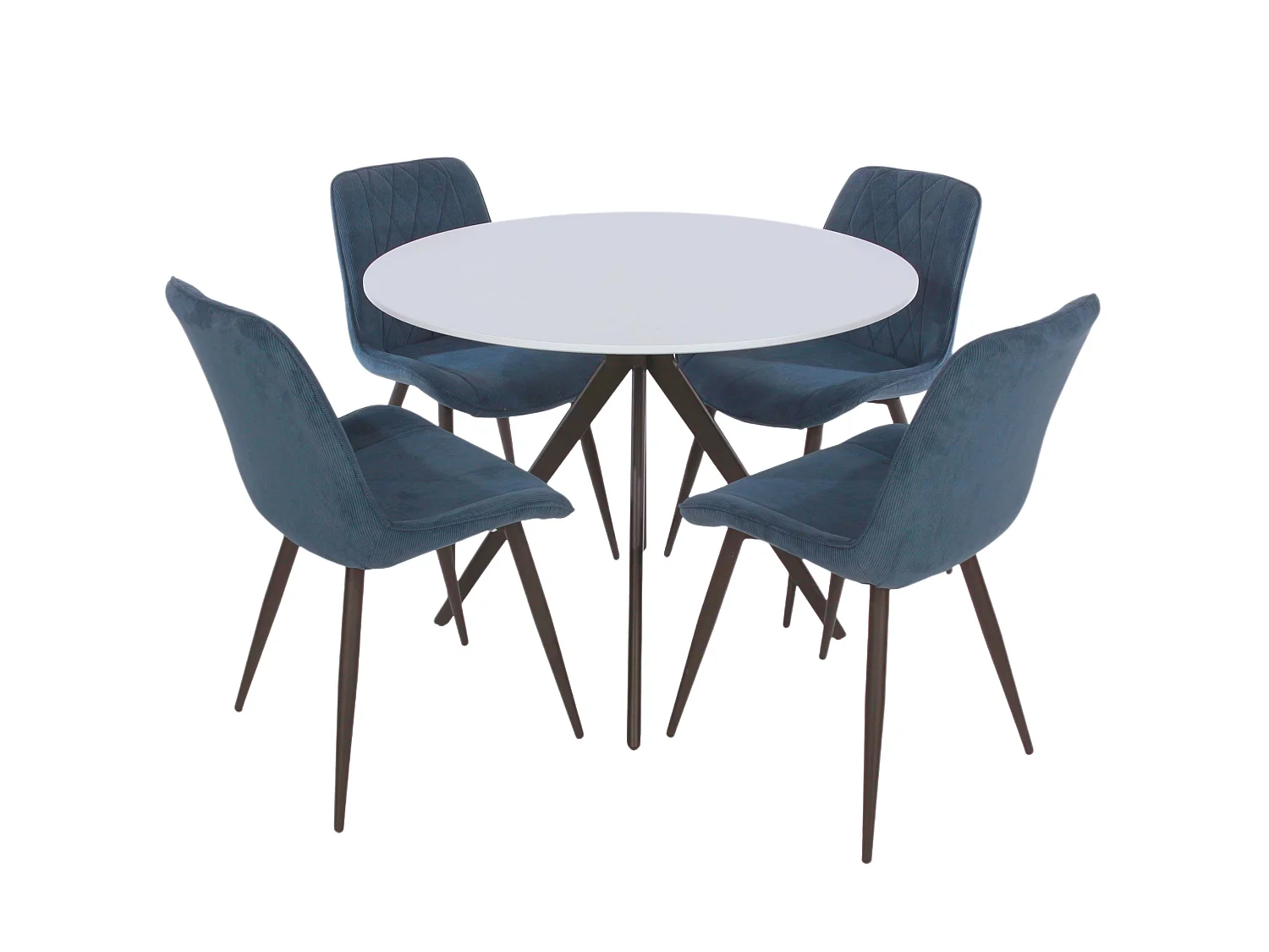 Aspen Round Dining Table, Wooden Top & Black Tapered Metal Frame