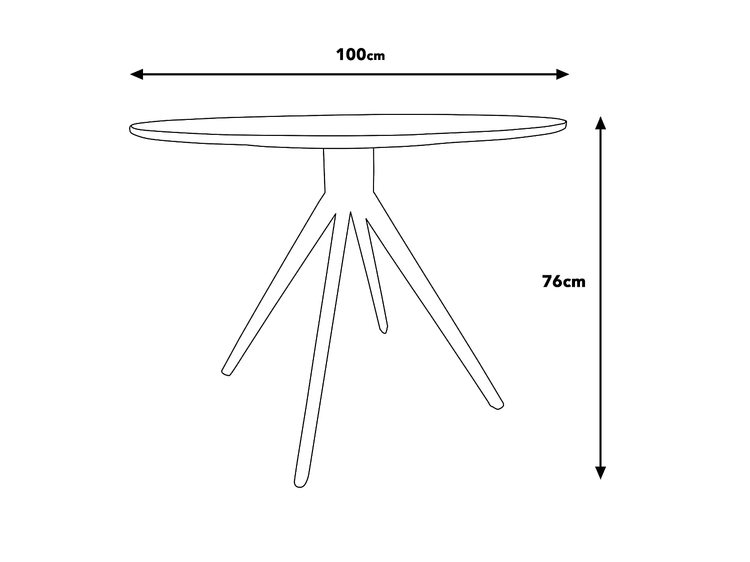 Aspen Round Dining Table, Wooden Top & Black Tapered Metal Frame