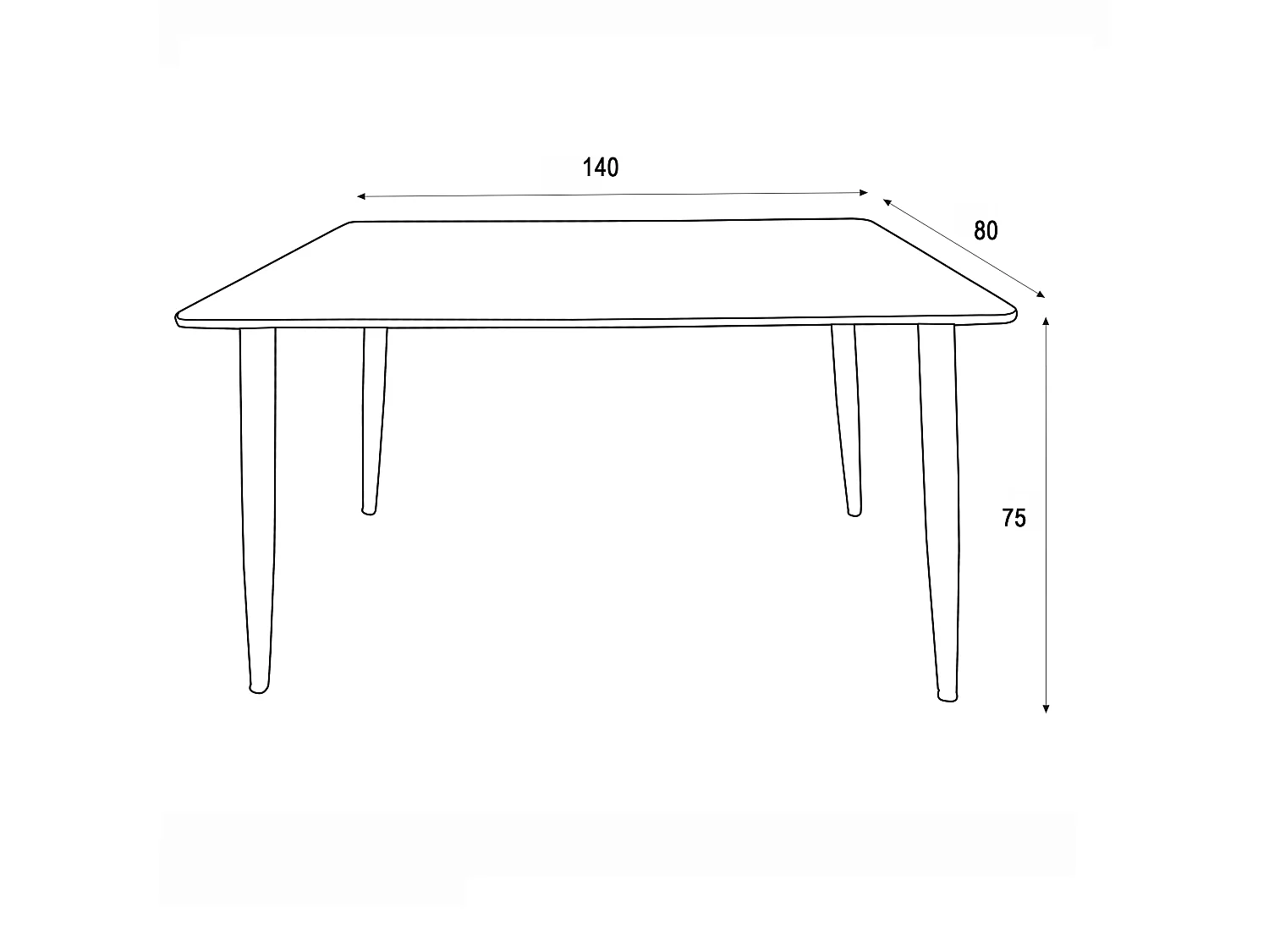 Rectangular Dining Table, Gloss White Sintered Stone Top With Black Tapered Legs