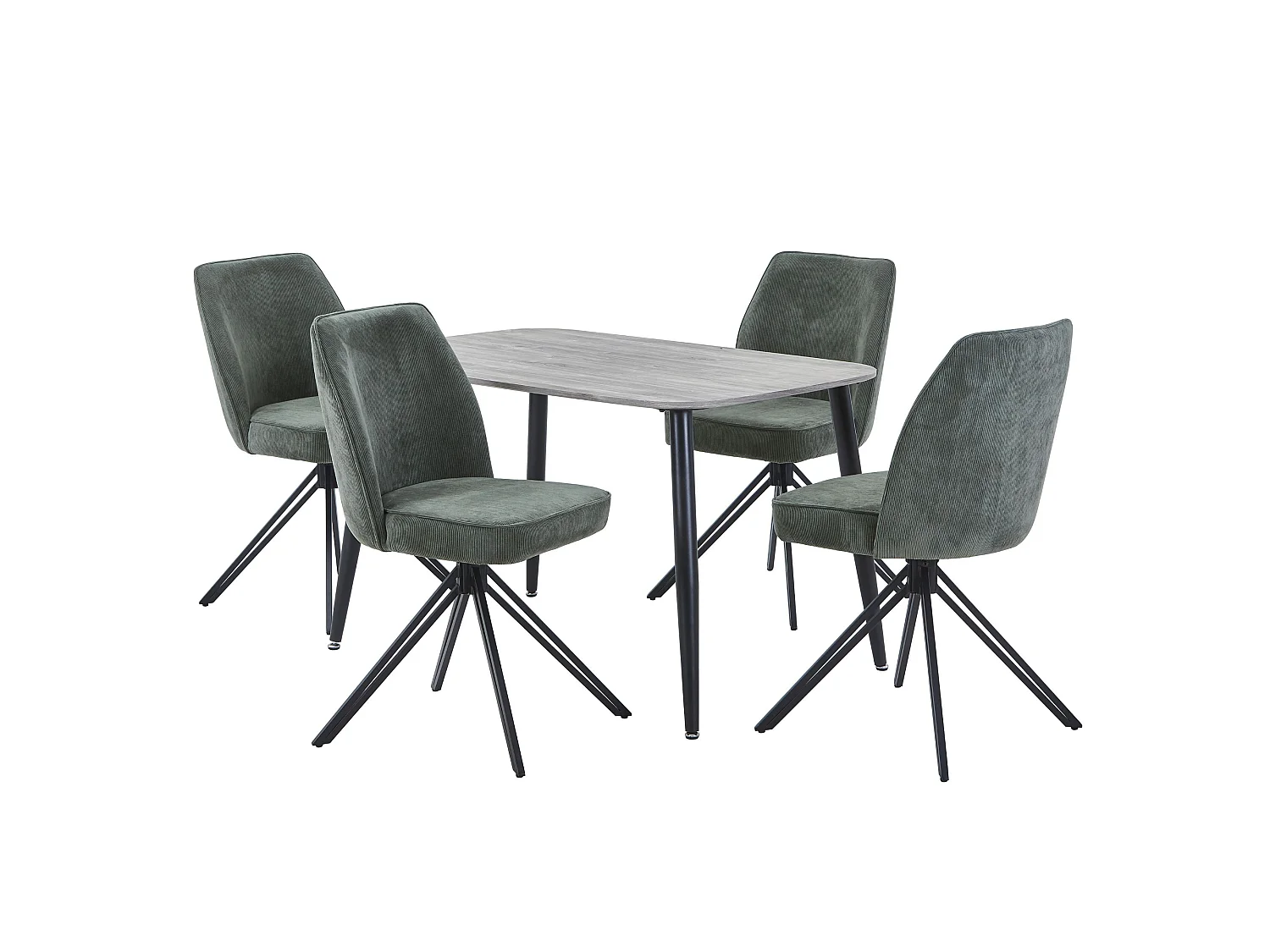 Aspen Rectangular Dining Table, Wooden Top & Black Tapered Metal Frame