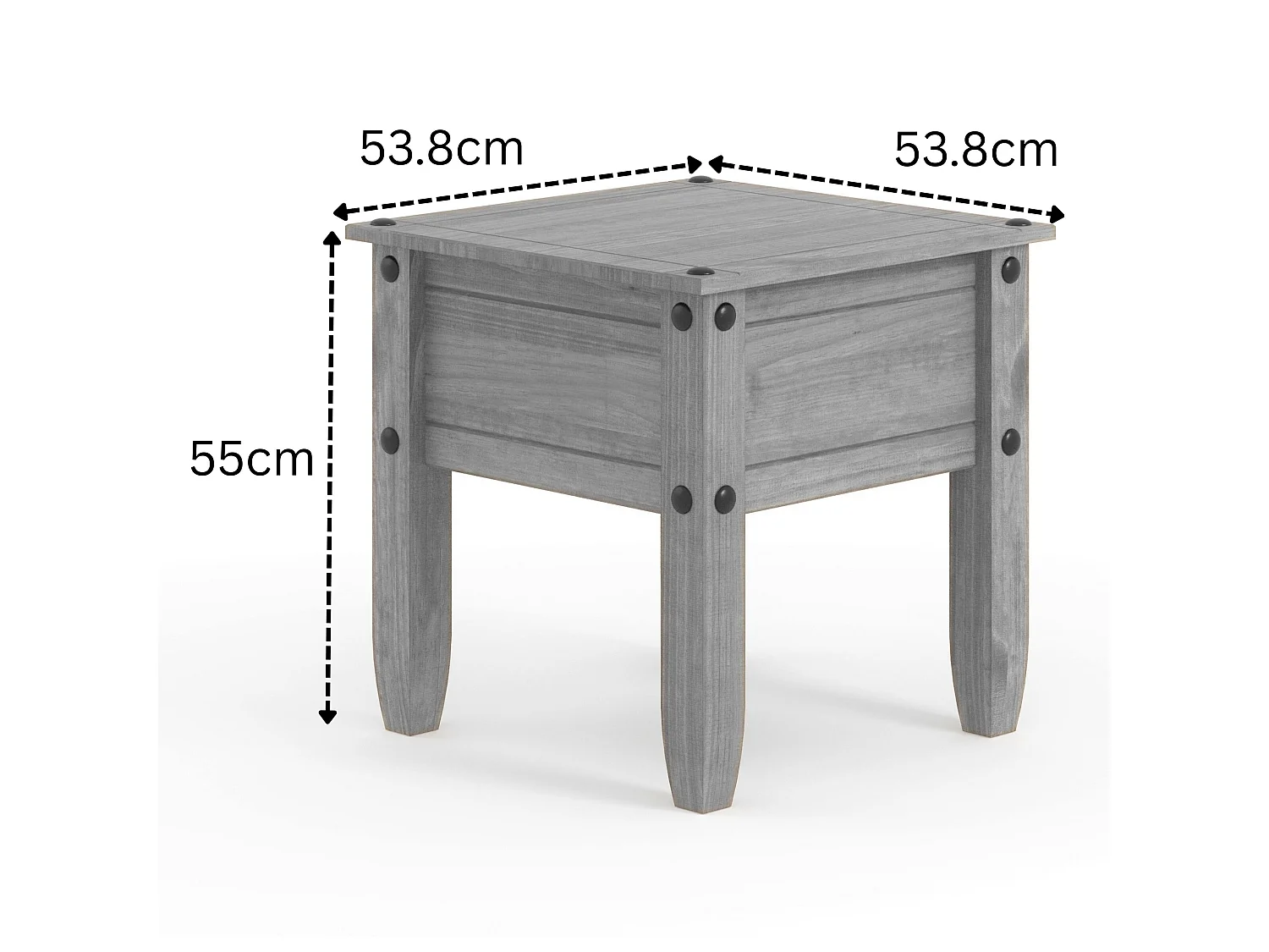 Corona Lamp Table, Rustic Waxed Solid Pine Wood
