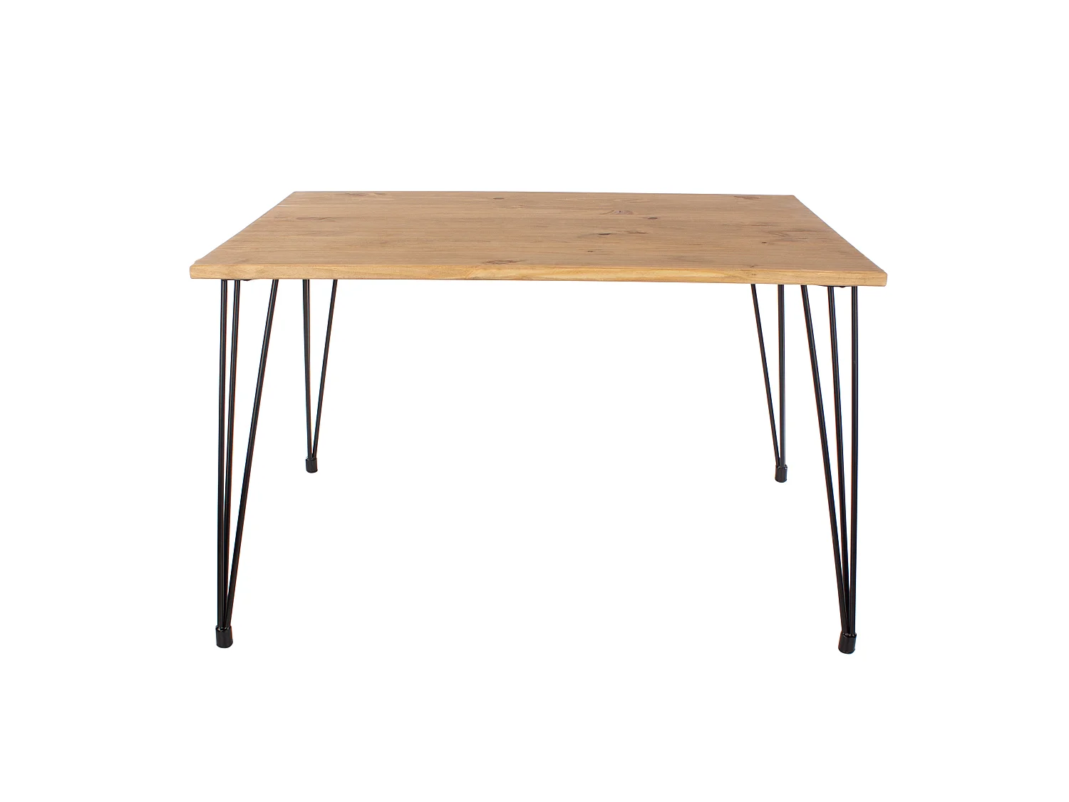 Augusta Rectangular Dining Table, Solid Wood Top & Hairpin Metal Legs