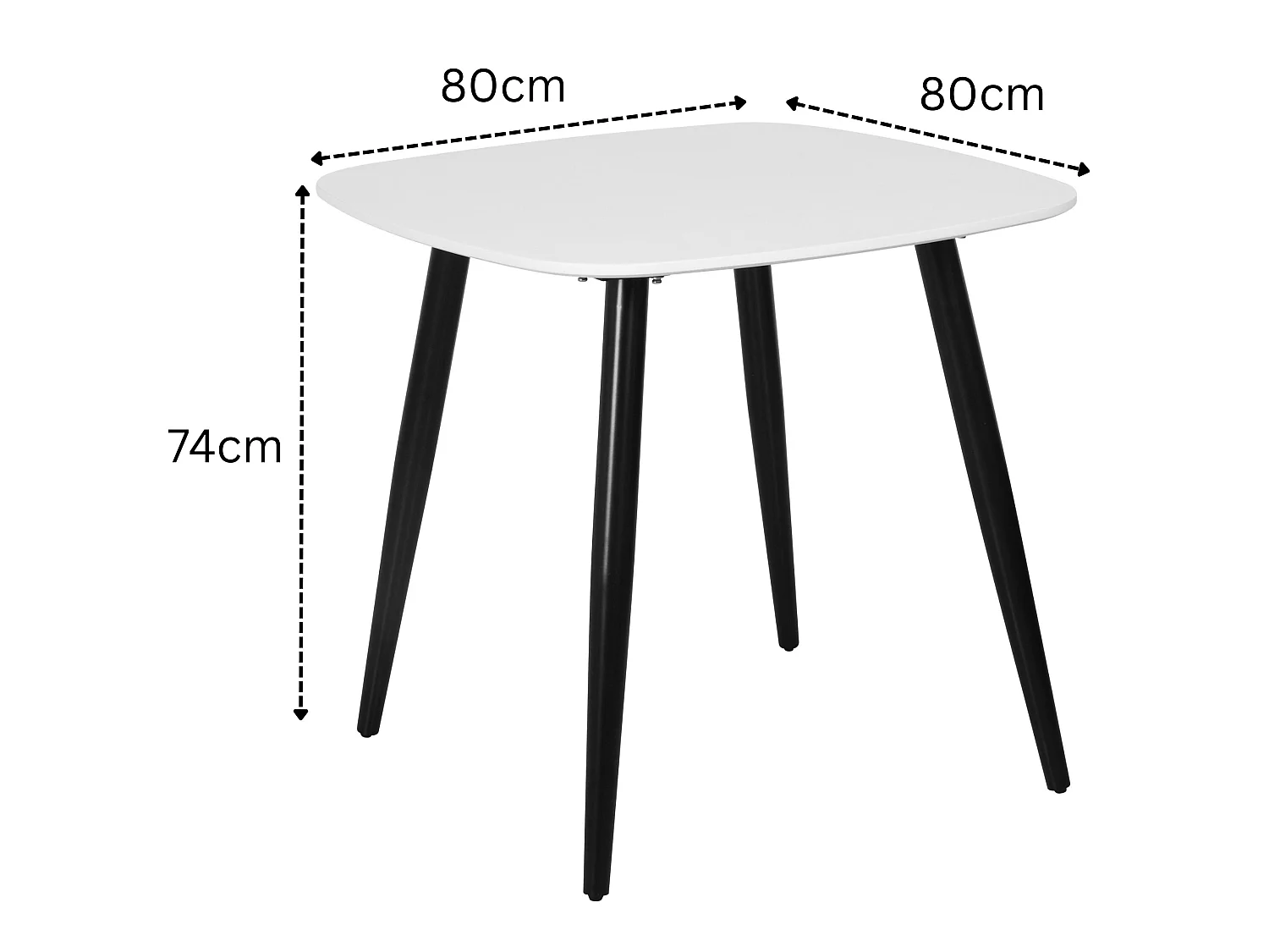 Aspen Square Dining Table, Wooden Top & Black Tapered Metal Frame