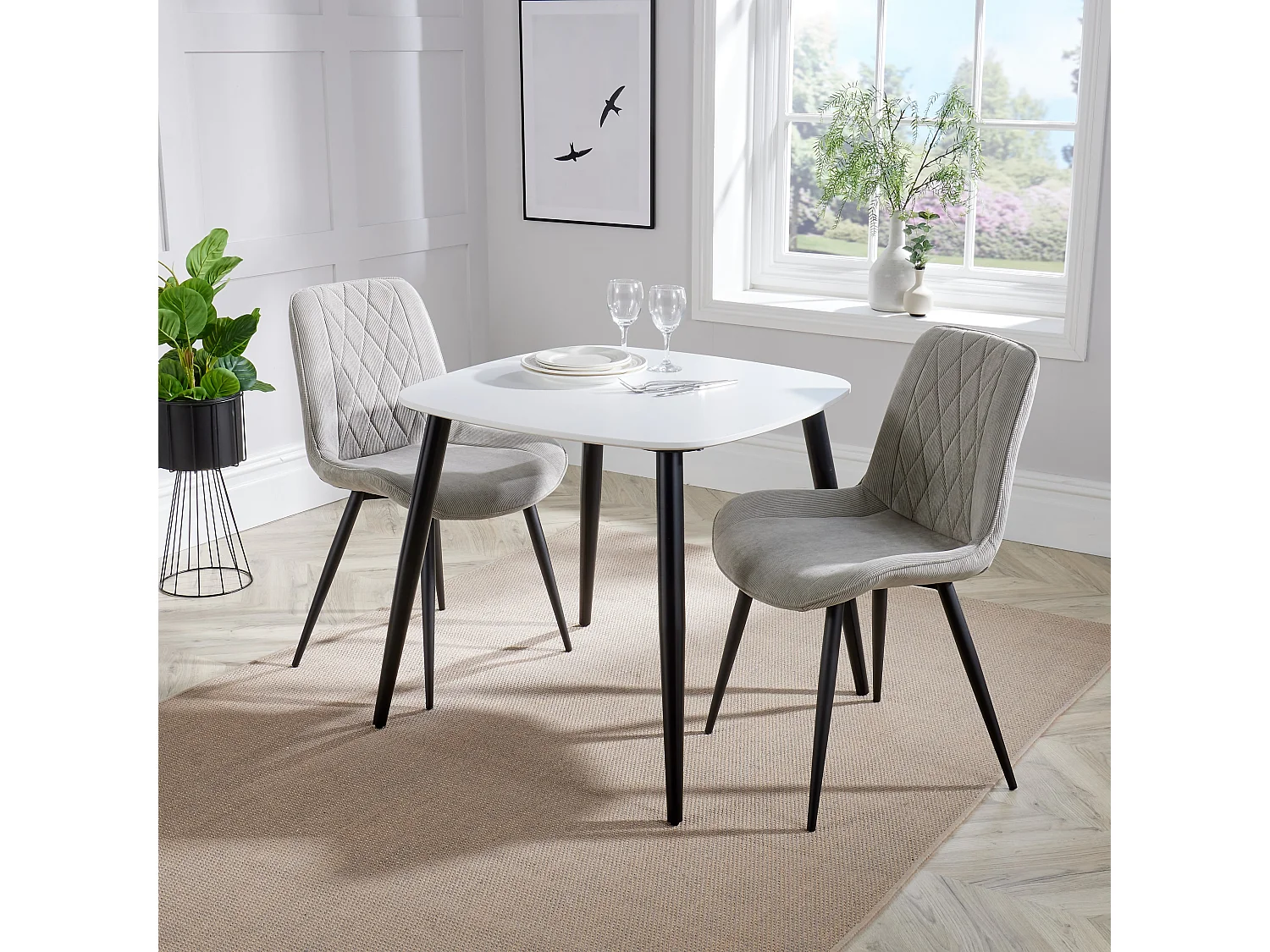 Aspen Square Dining Table, Wooden Top & Black Tapered Metal Frame