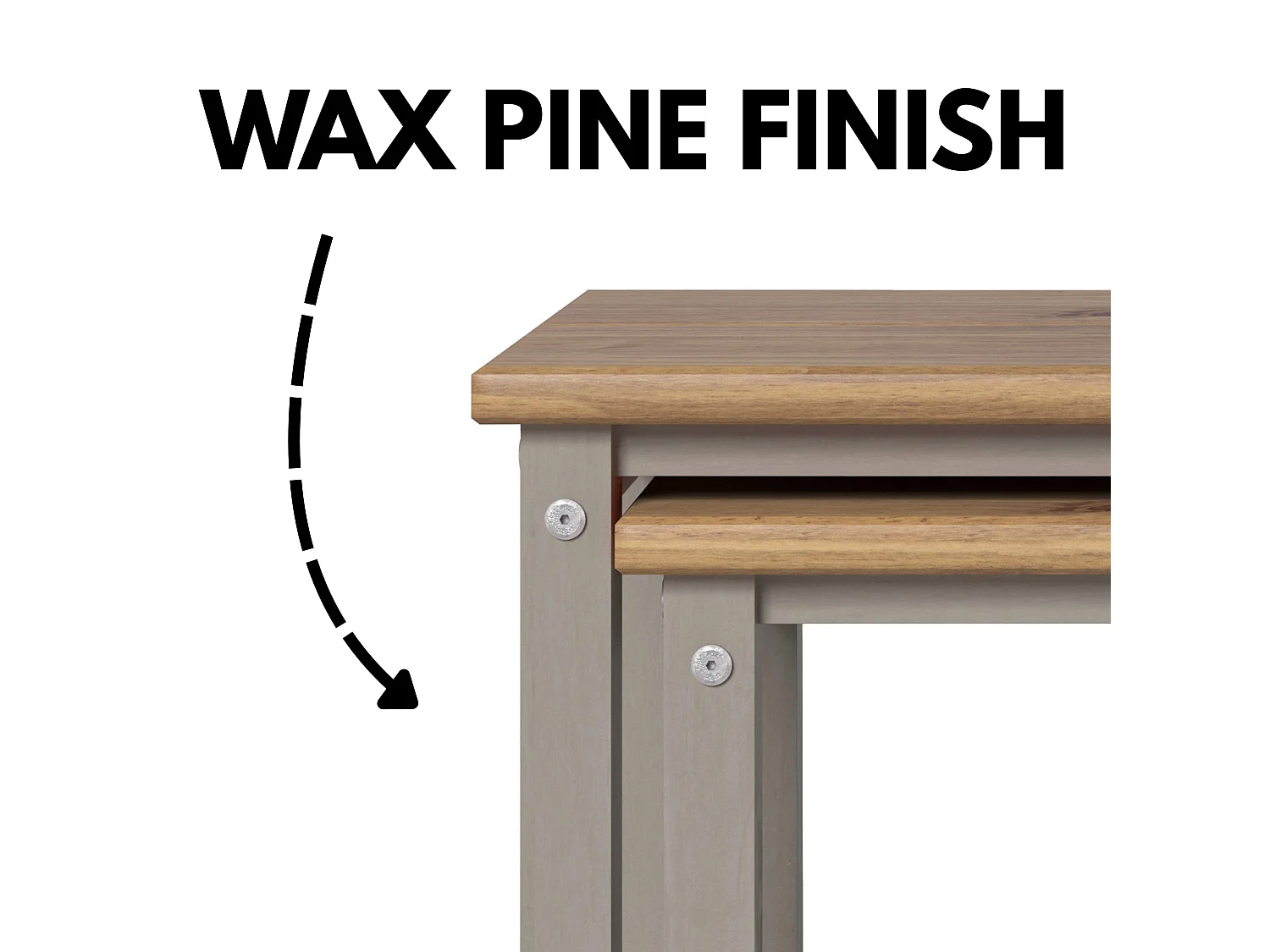 Linea Nest of 2 Tables, Solid Waxed Grey Pine Wood