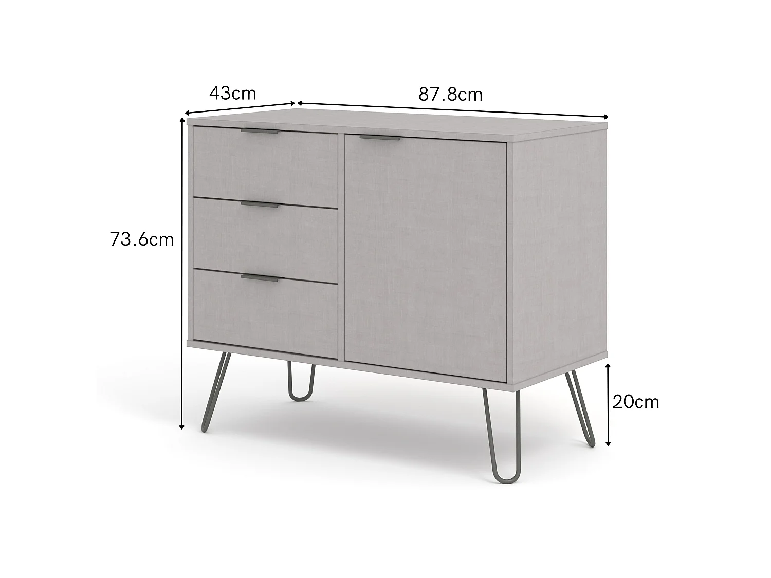 Augusta Small Sideboard with 1 Door, 3 Drawers