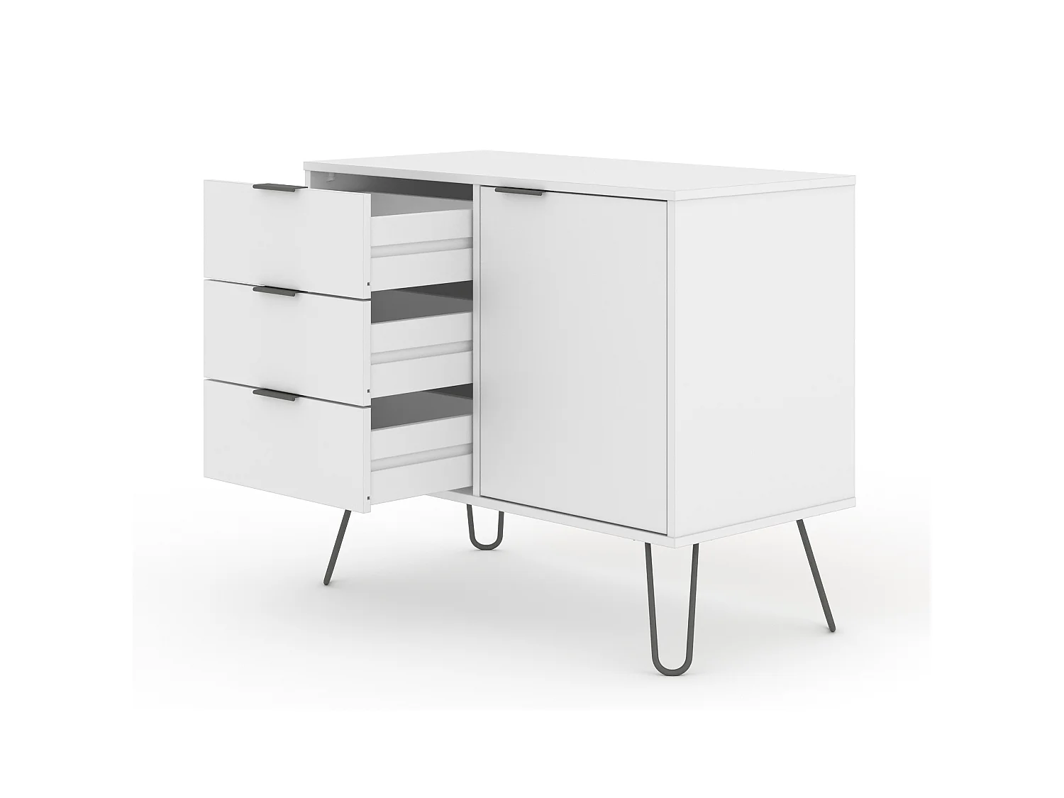 Small Sideboard With 1 Door, 3 Drawers
