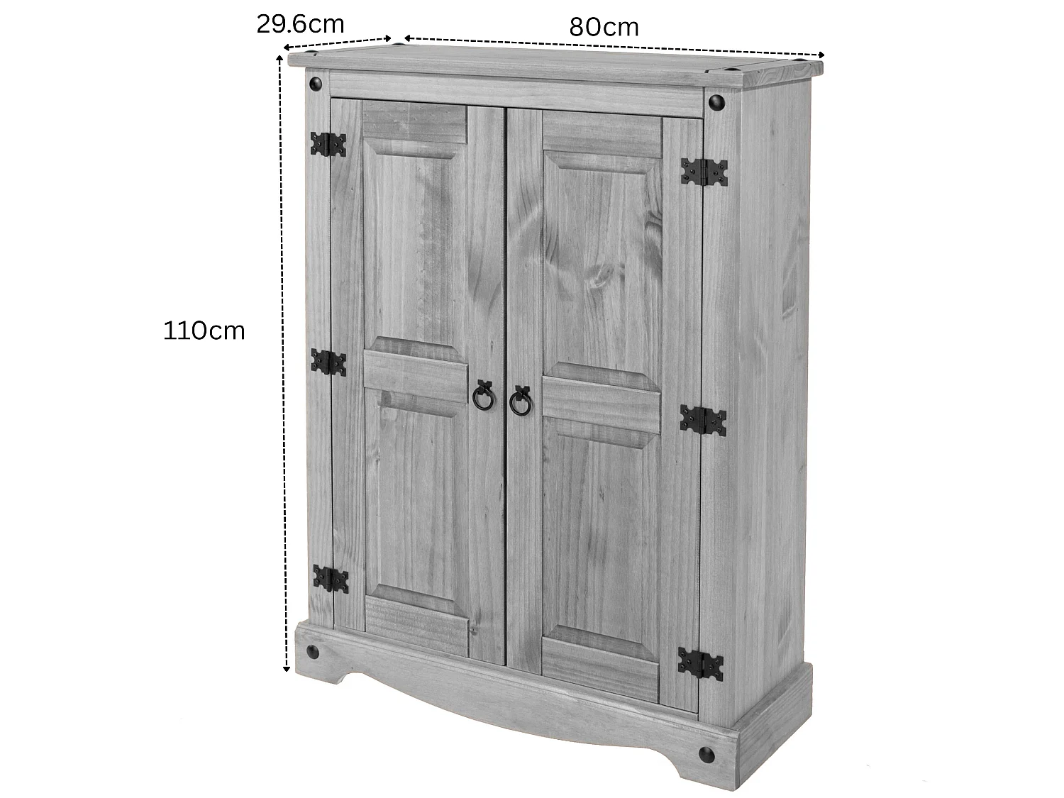 Corona 2-Door Cupboard Unit, Solid Waxed Wood