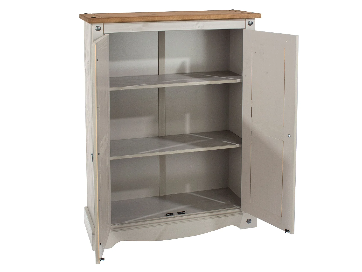 Corona 2-Door Cupboard Unit, Solid Waxed Wood