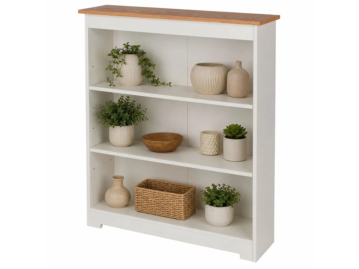 Colorado Low & Wide 3-Shelf Bookcase, White Paint
