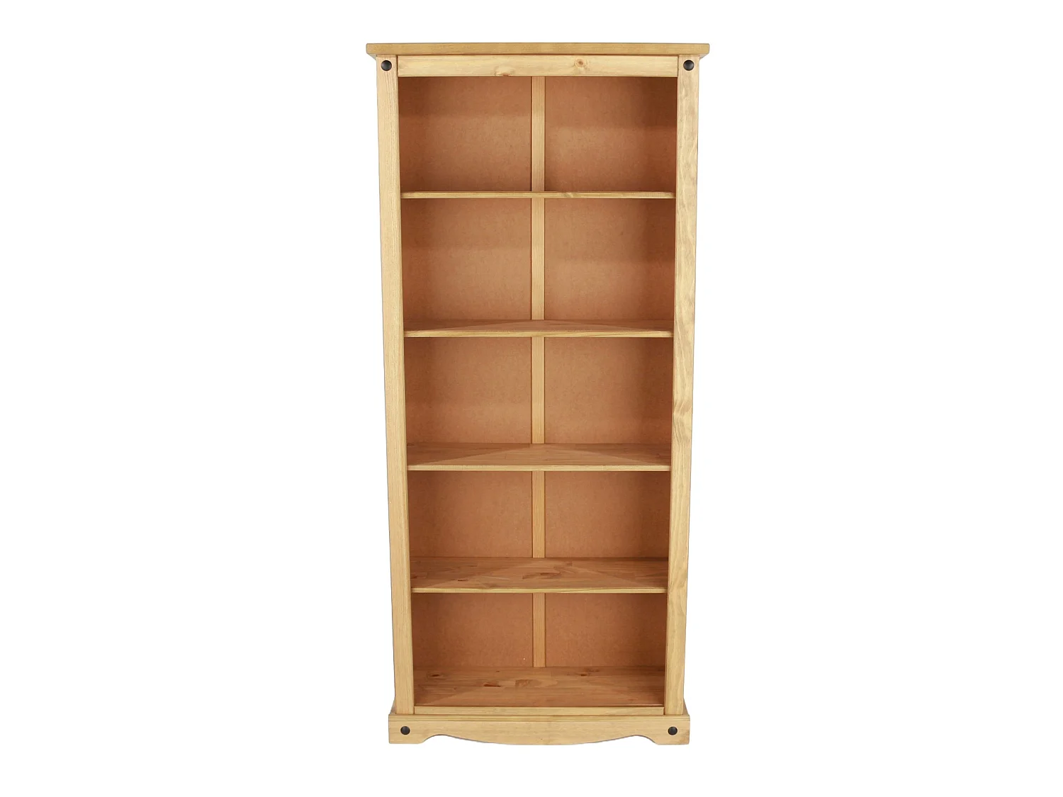 Corona Tall 5-Shelf Bookcase, Waxed Solid Pine Wood