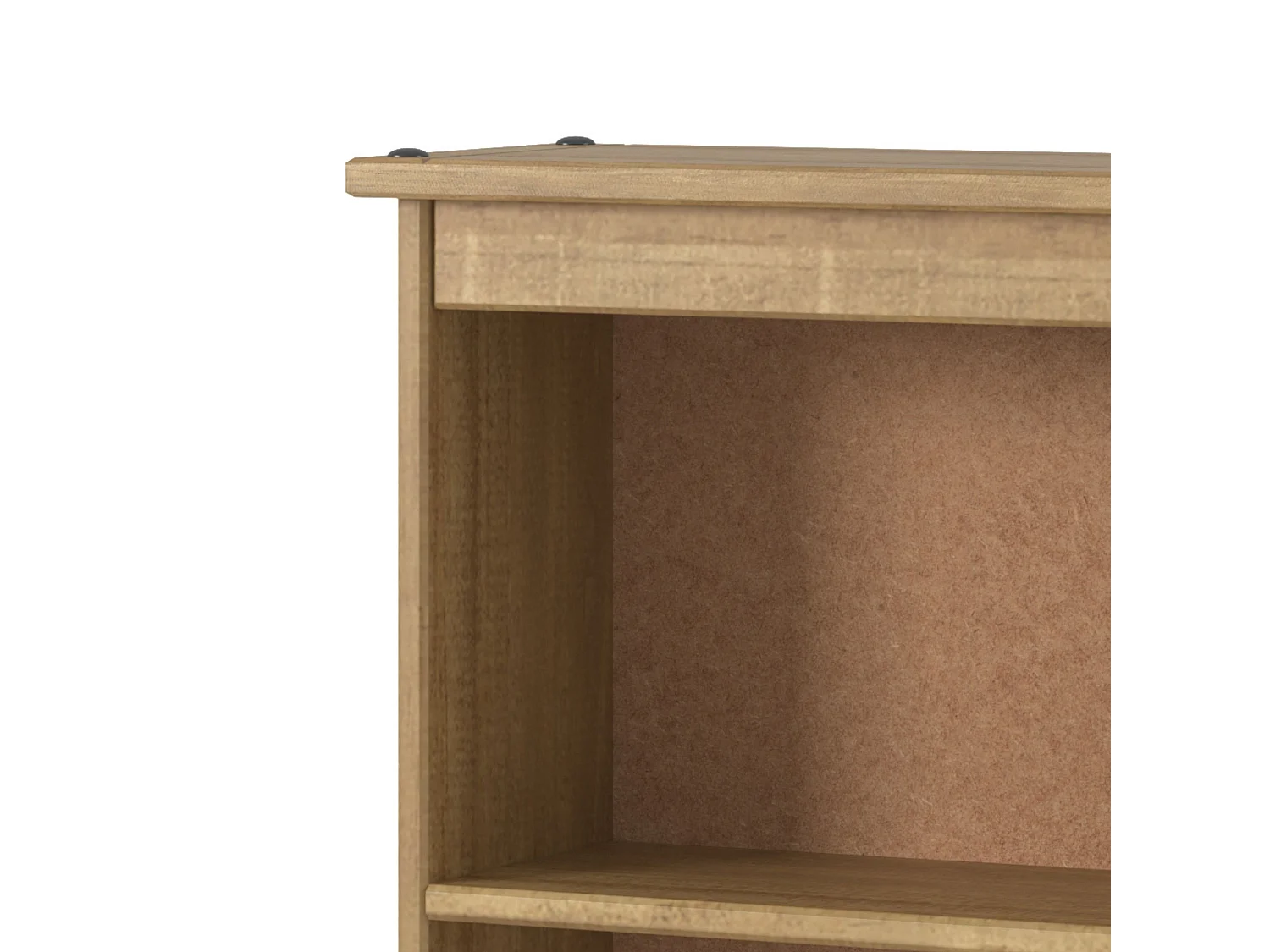 Corona Low Narrow 3-Shelf Bookcase, Solid Pine Wood