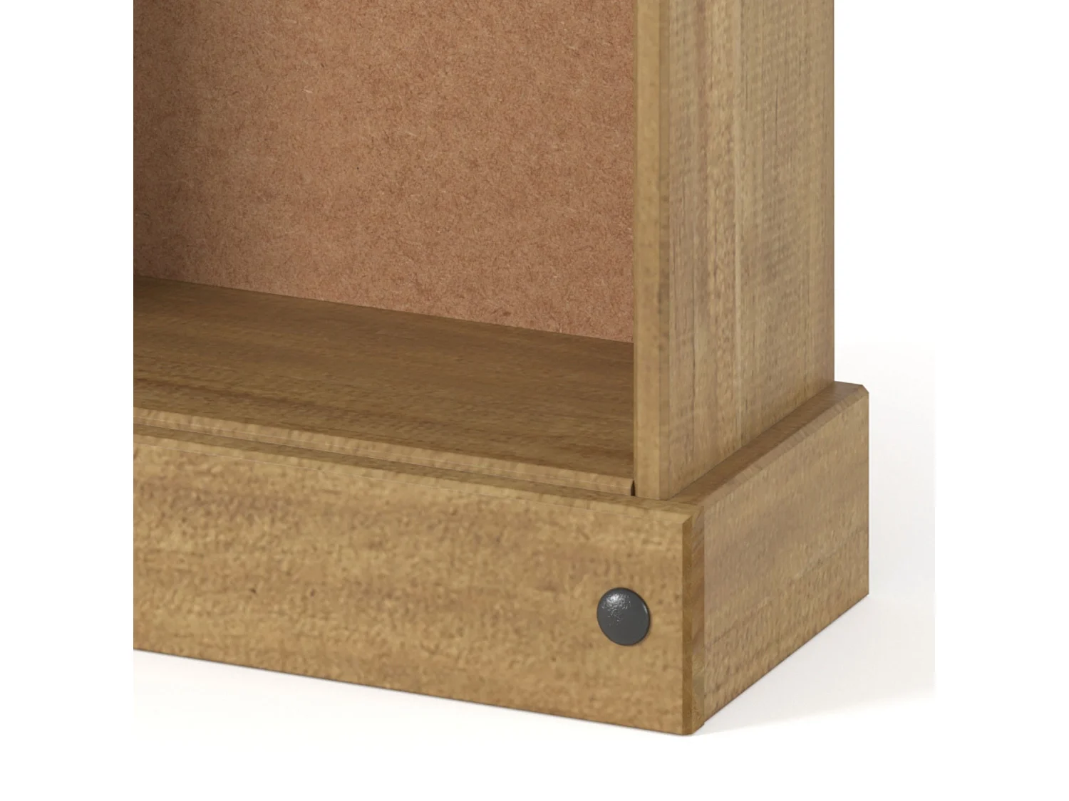 Corona Low Narrow 3-Shelf Bookcase, Solid Pine Wood