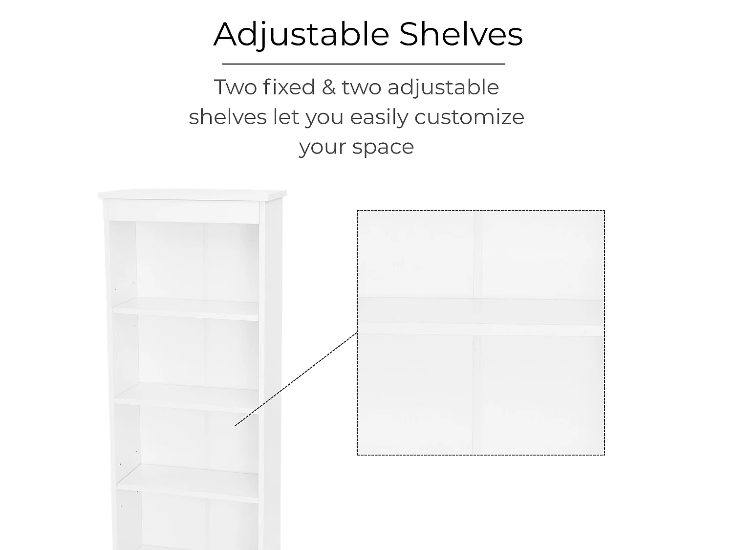 Freya Modern Low Narrow 4-Shelf Bookcase