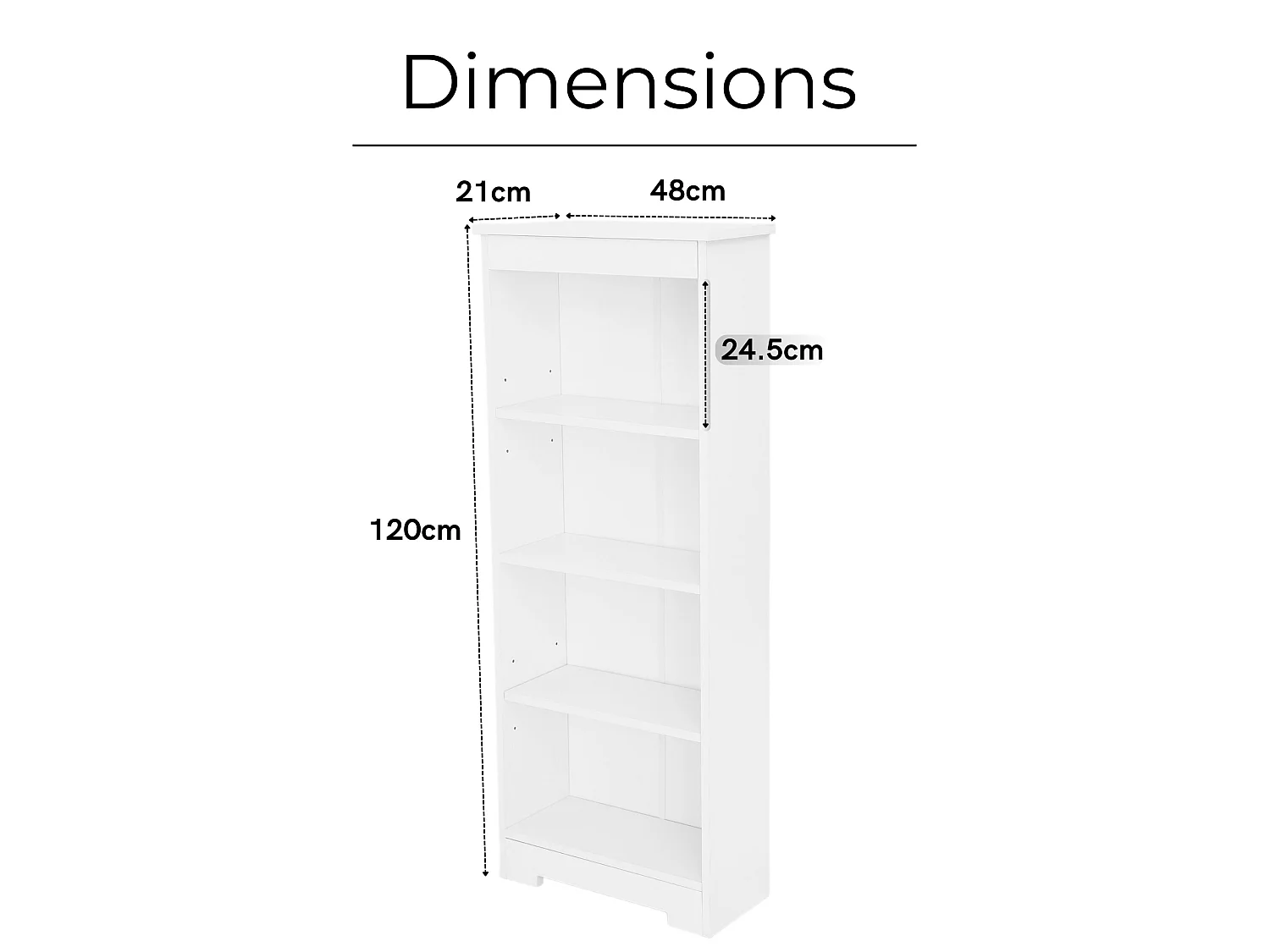Freya Modern Low Narrow 4-Shelf Bookcase
