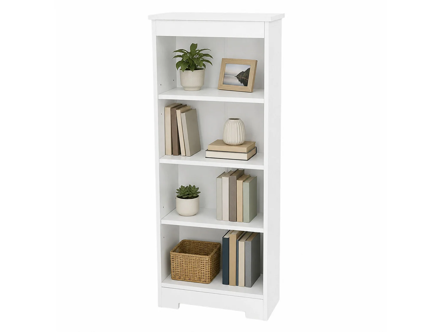 Freya Modern Low Narrow 4-Shelf Bookcase