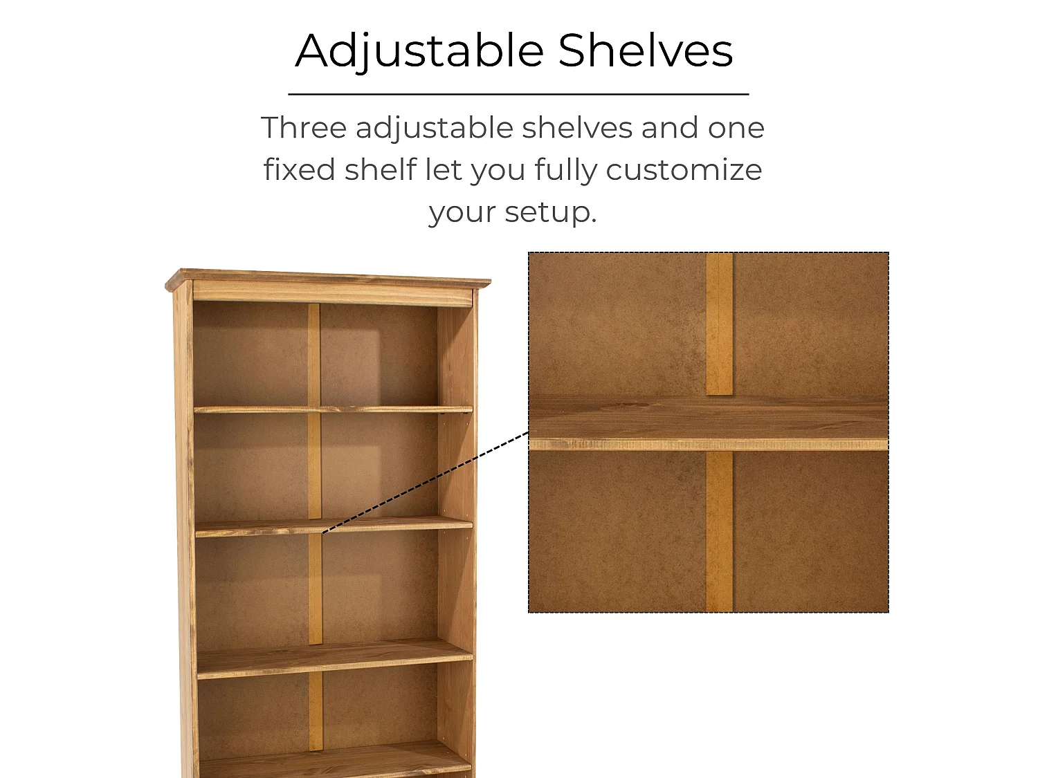 Cotswold Tall 5-Shelf Bookcase, Antique Waxed Pine