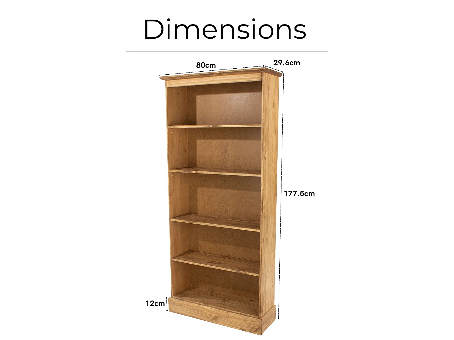 Cotswold Tall 5-Shelf Bookcase, Antique Waxed Pine