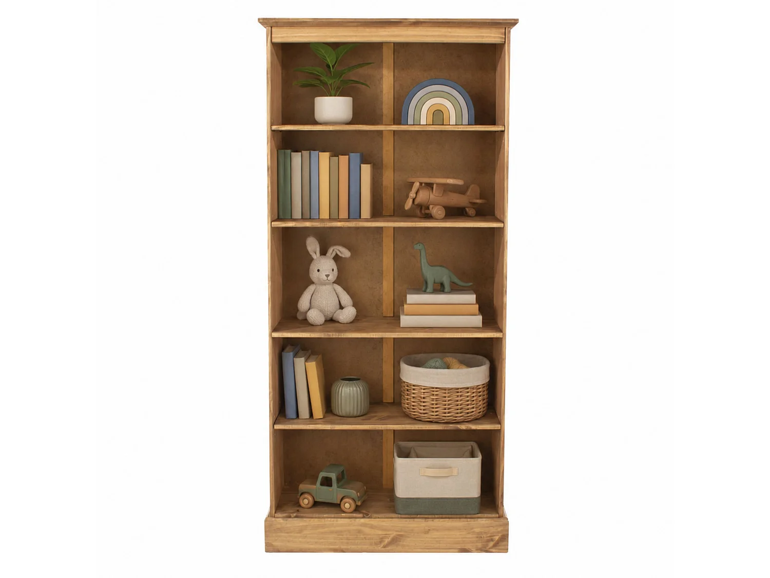 Cotswold Tall 5-Shelf Bookcase, Antique Waxed Pine