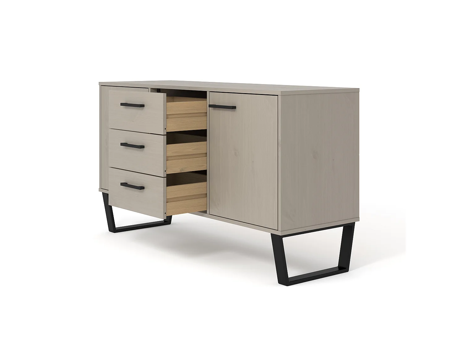 Texas Grey Medium Sideboard with 2 Doors, 3 Drawers