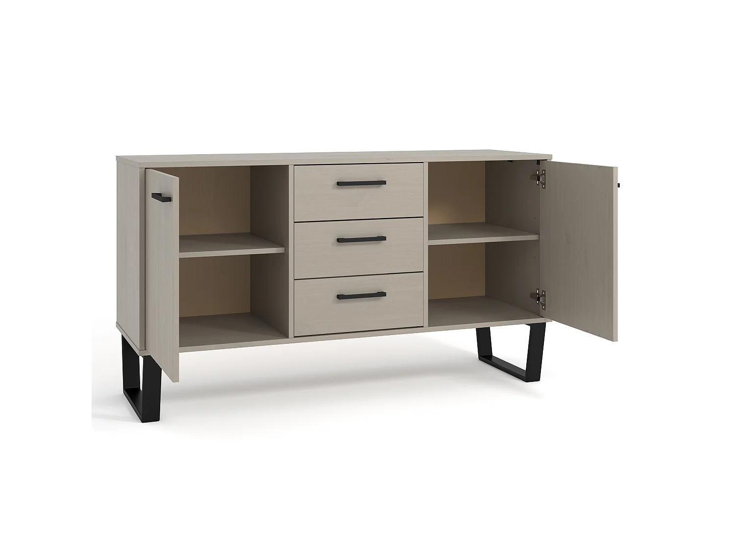Texas Grey Medium Sideboard with 2 Doors, 3 Drawers